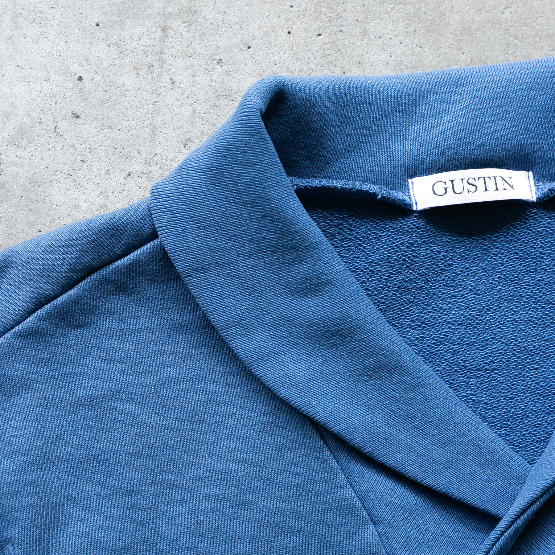 gustin shawl collar french terry - vintage royal
