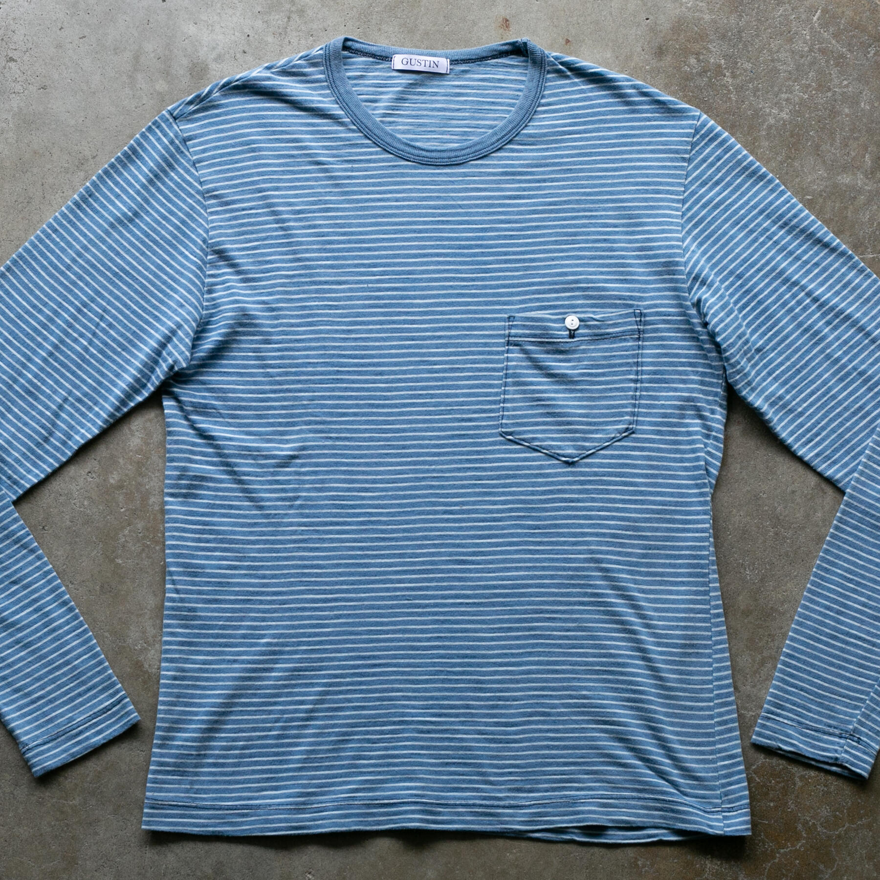 gustin indigo stripe pocket crew 2 pack