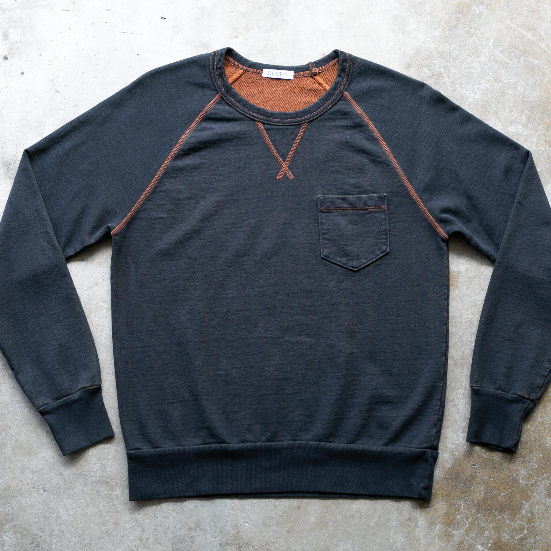 gustin overdye indigo pocket sweatshirt - rust