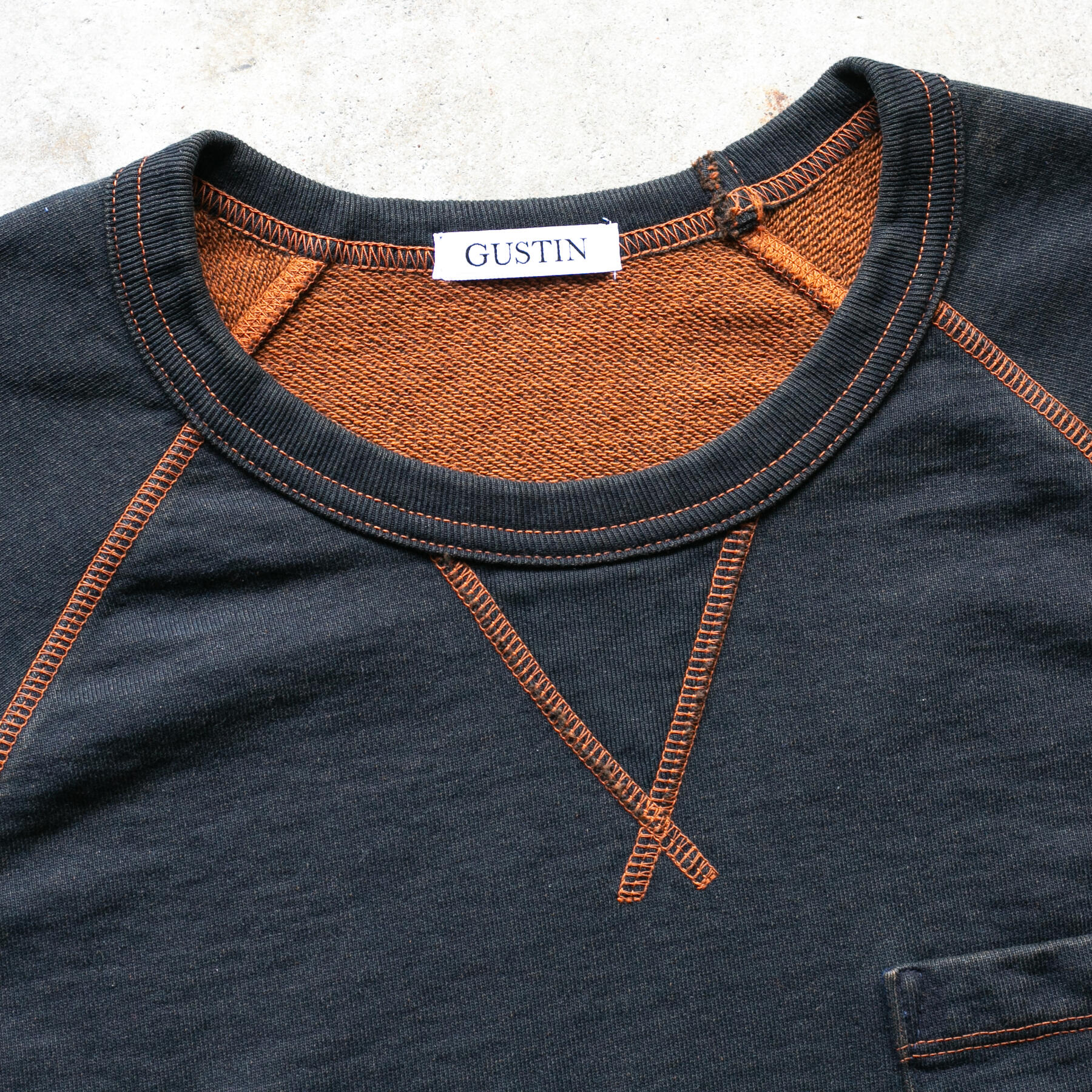 gustin overdye indigo pocket sweatshirt - rust