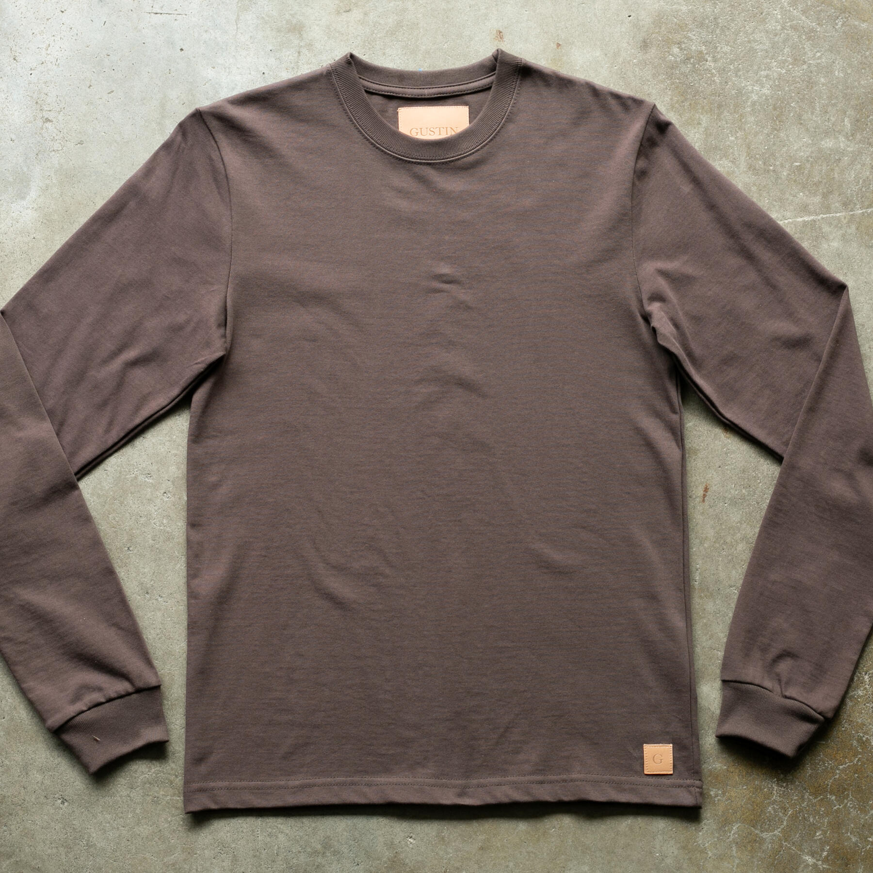 gustin vintage heavyweight long sleeve t-shirt 2 pack (brown)