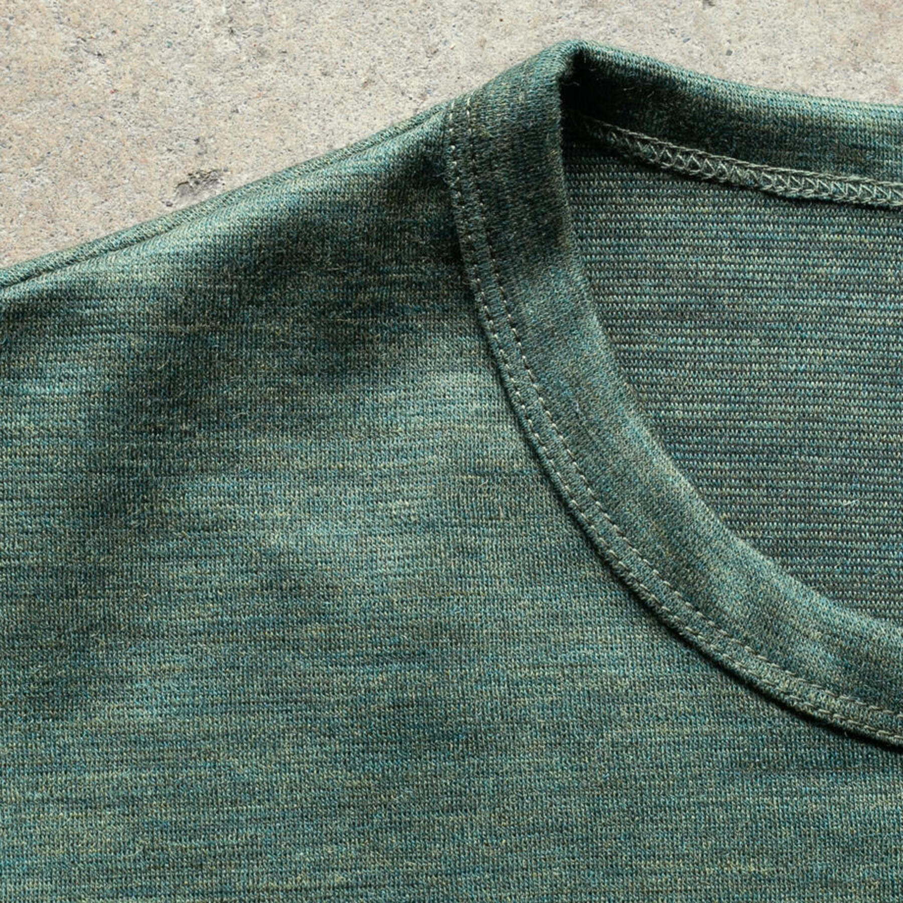gustin japan wool jersey pocket crew - forest