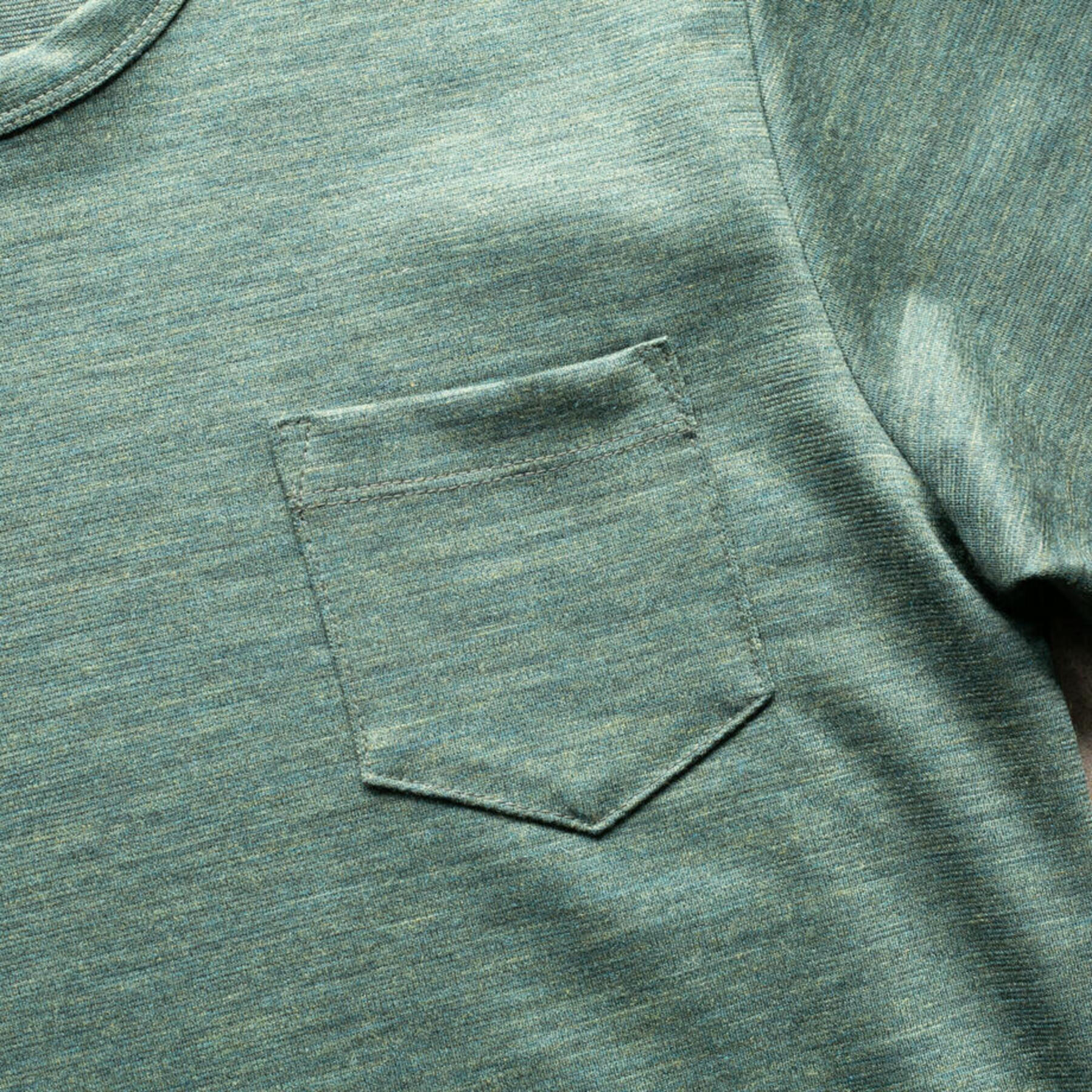 gustin japan wool jersey pocket crew - forest