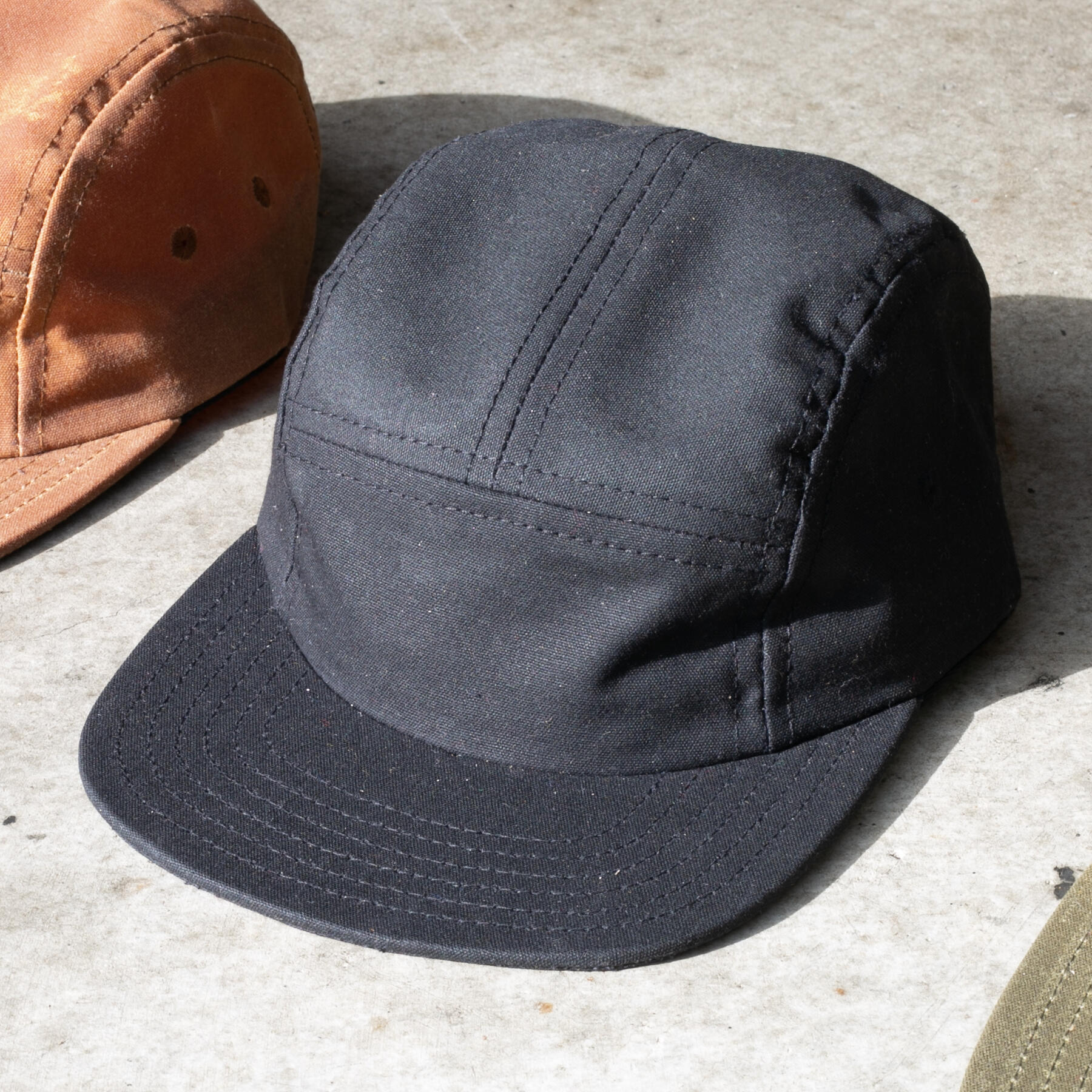 gustin camp hat - black waxed canvas