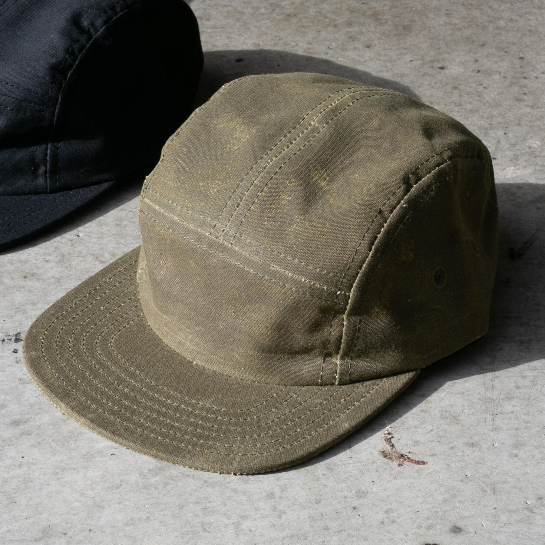 gustin camp hat - olive waxed canvas