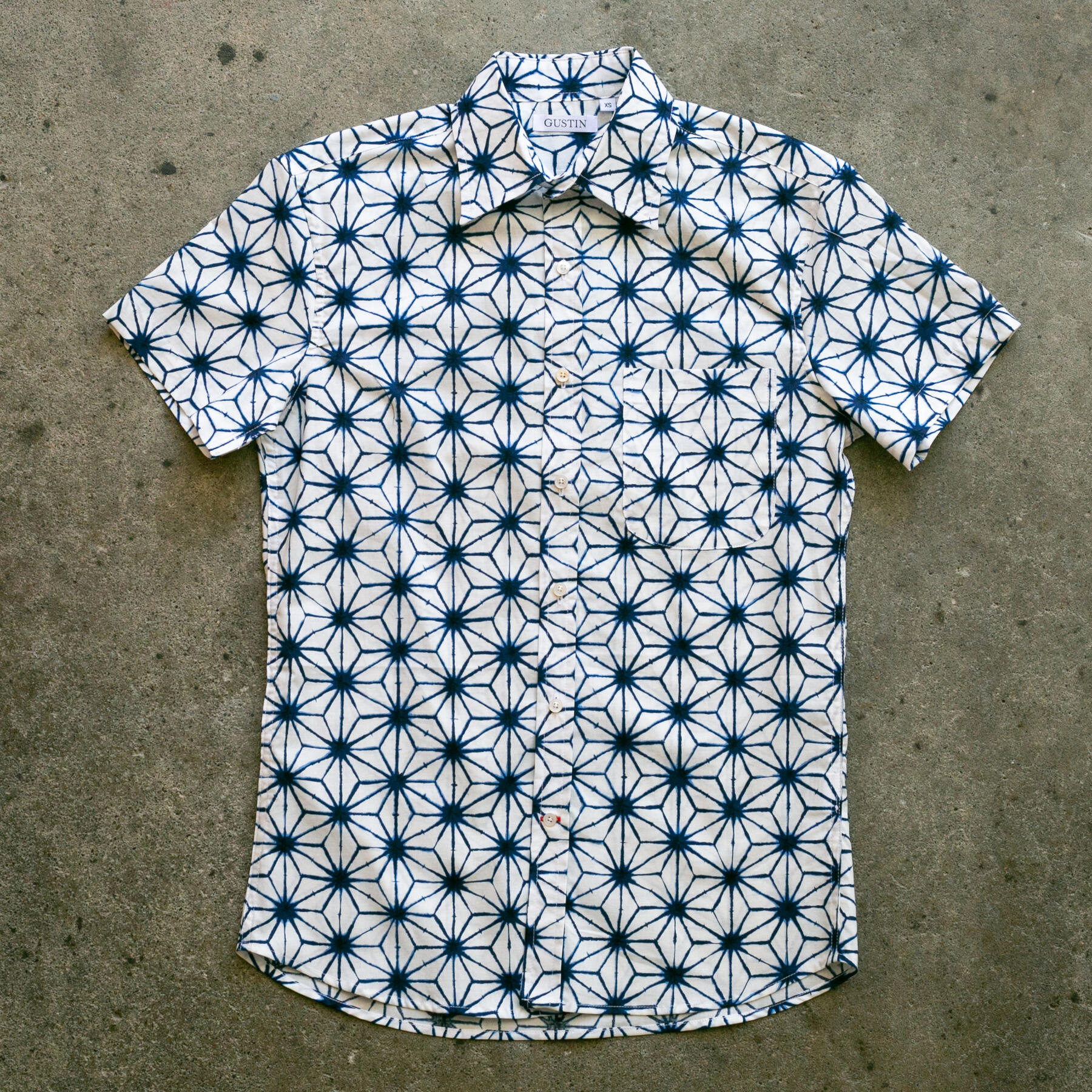 gustin #958 shibori dye stars short sleeve shirt - white