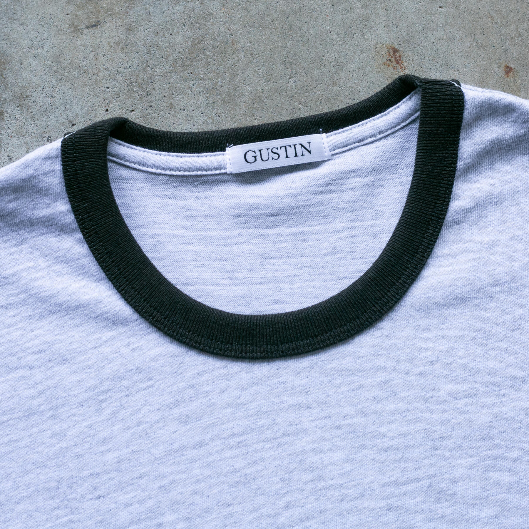 gustin american heavy ringer t-shirt - concrete
