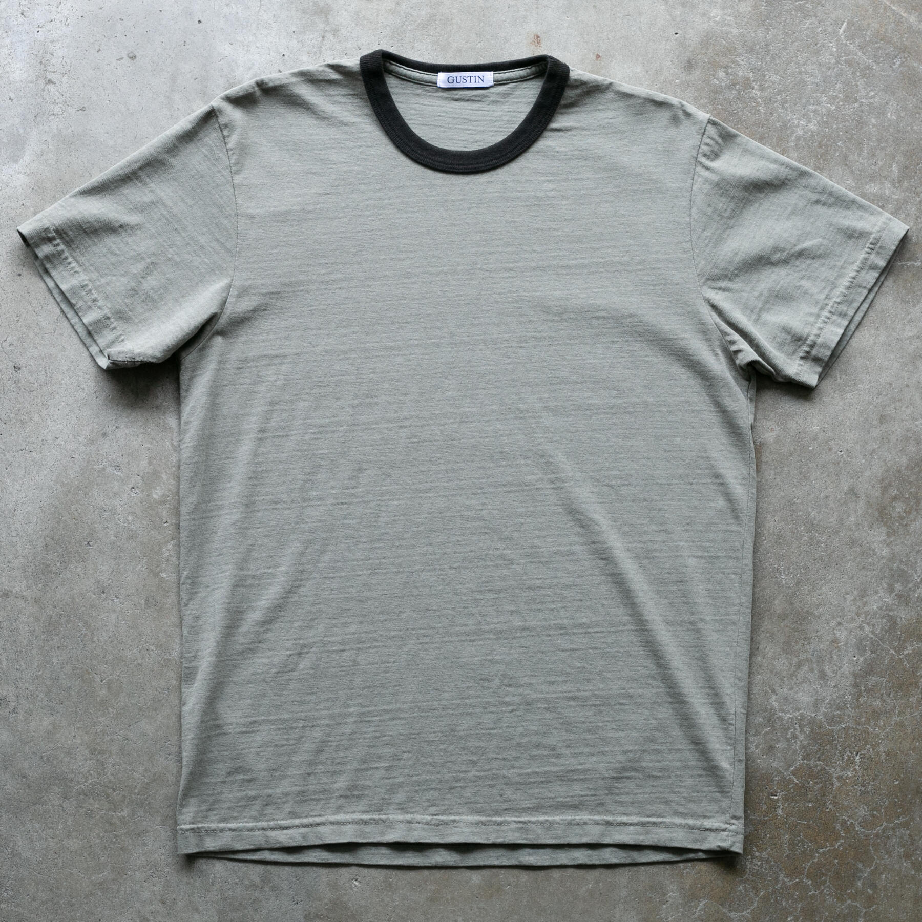 gustin american heavy ringer t-shirt - green-grey