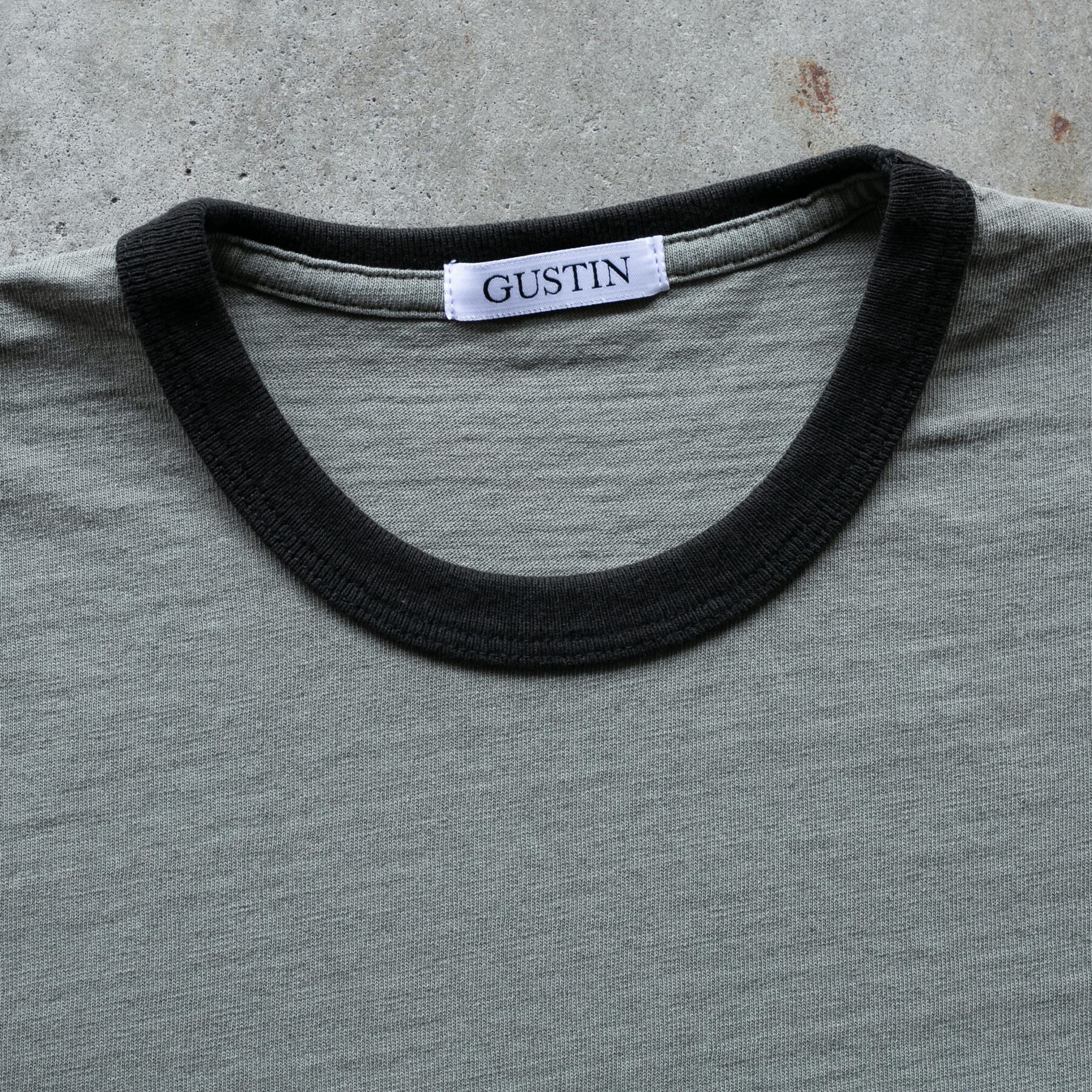 gustin american heavy ringer t-shirt - green-grey