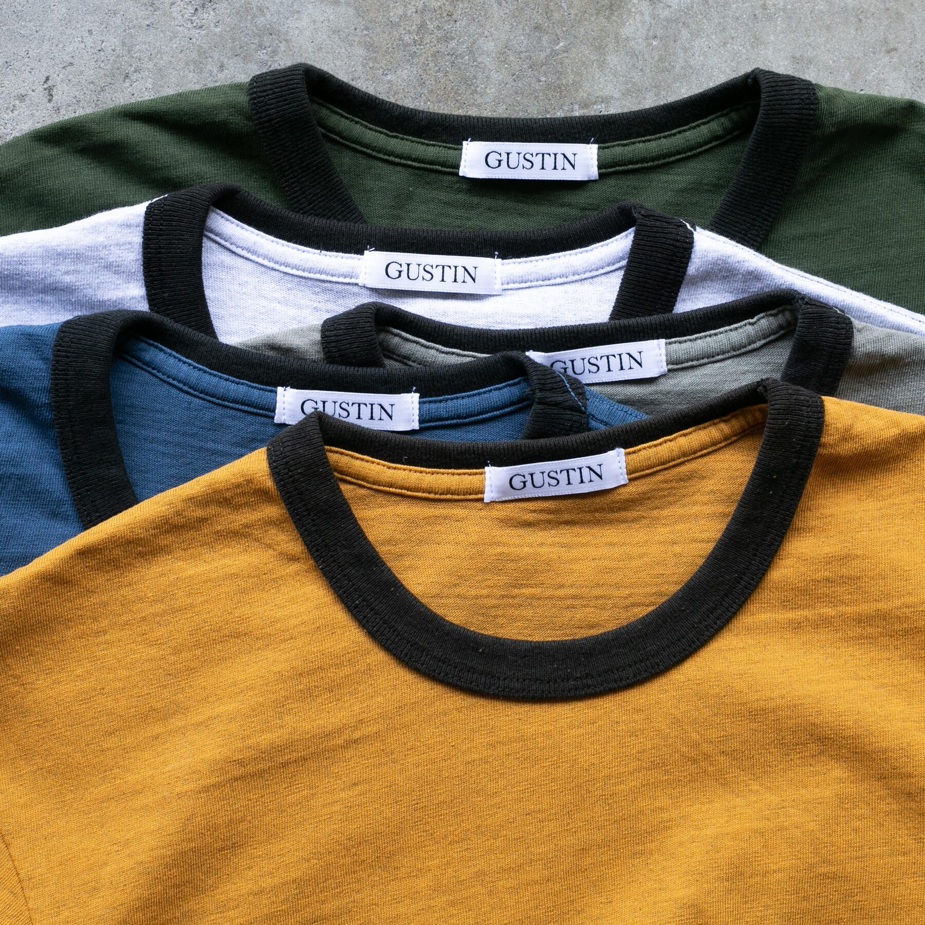 gustin american heavy ringer t-shirt 5 pack
