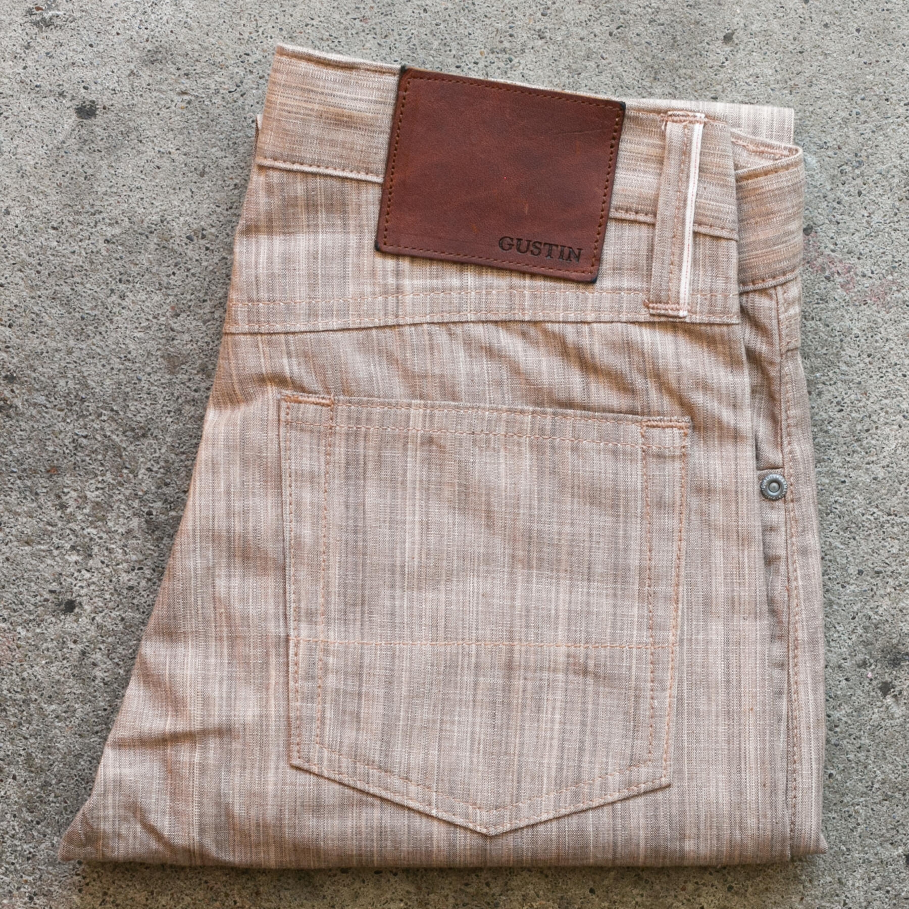 gustin #578 persimmon dye selvedge chambray