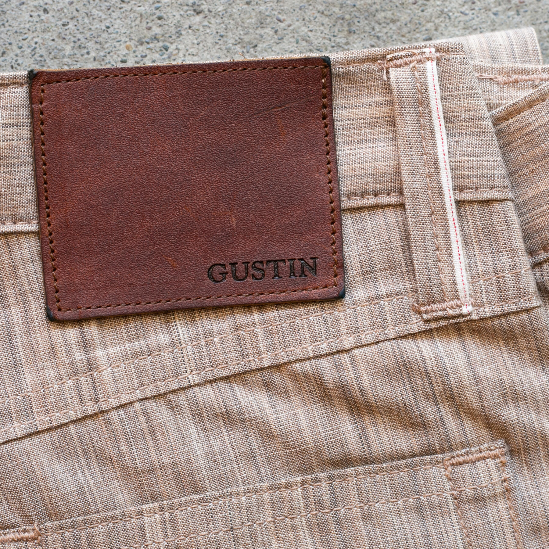 gustin #578 persimmon dye selvedge chambray