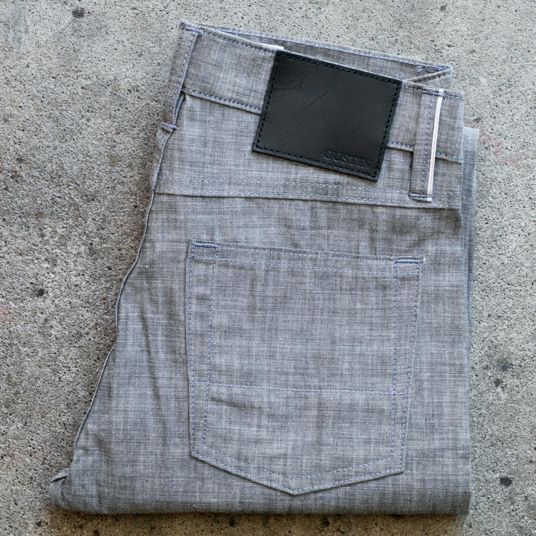 gustin #579 charcoal dye selvedge chambray