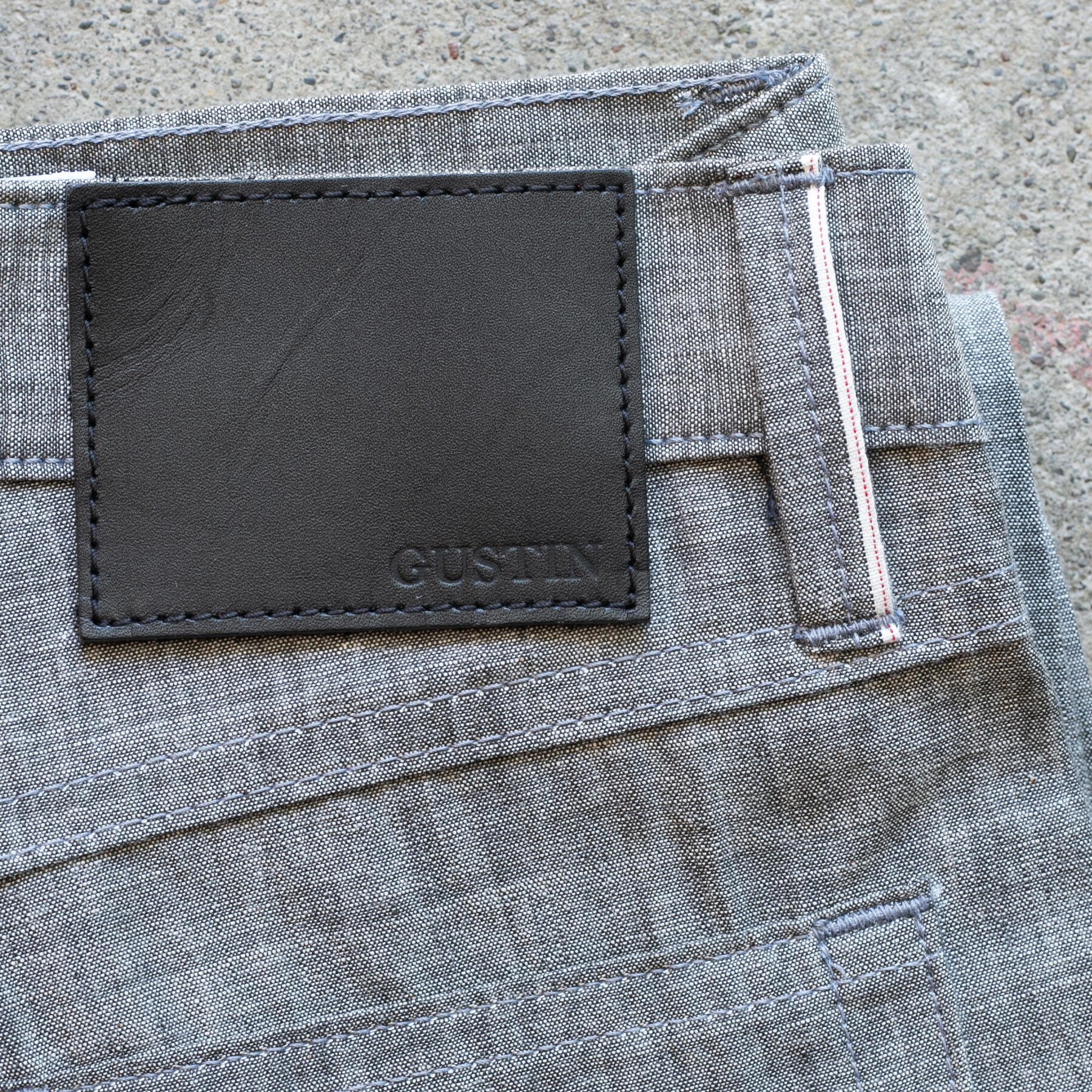 gustin #579 charcoal dye selvedge chambray