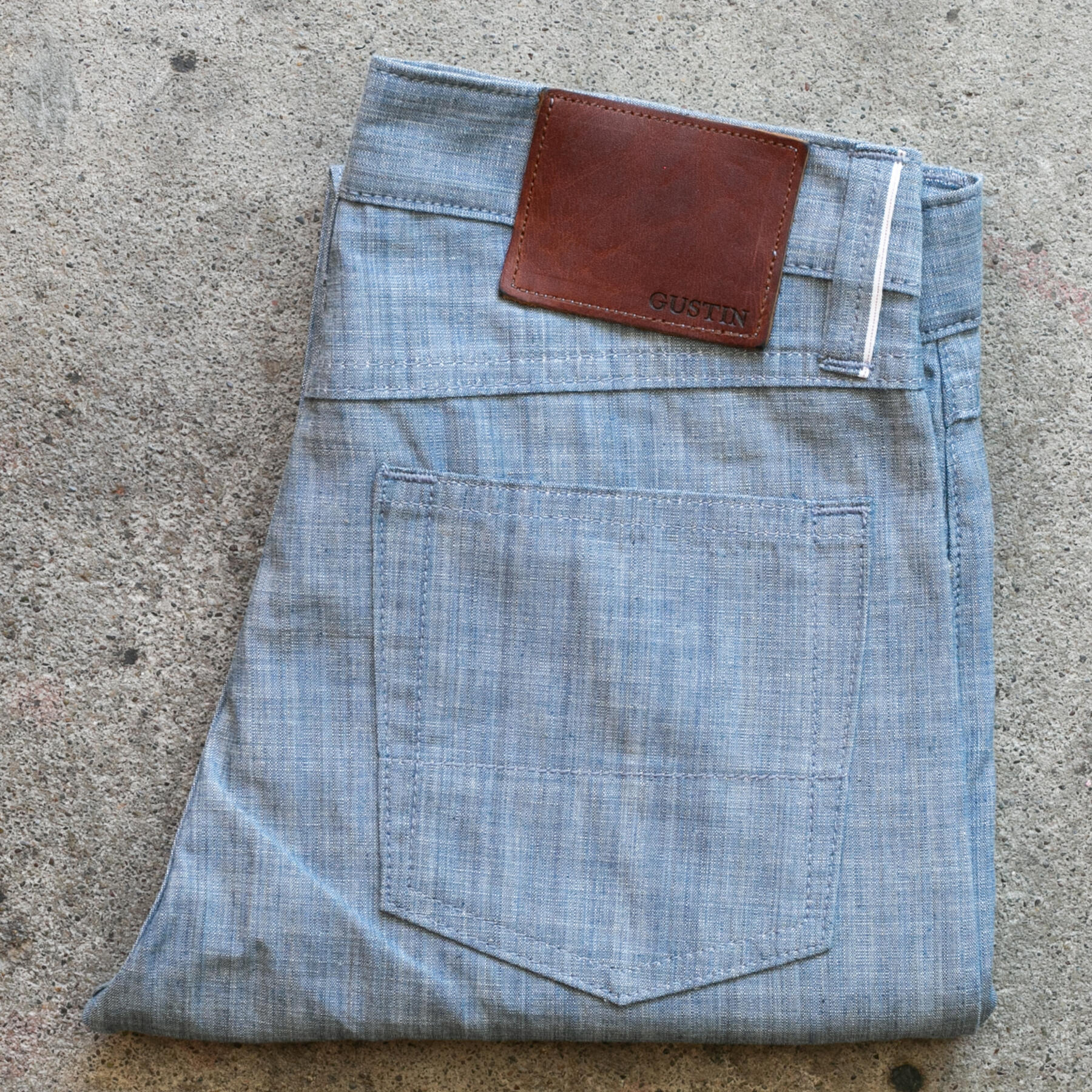 gustin #580 plant dye indigo selvedge chambray