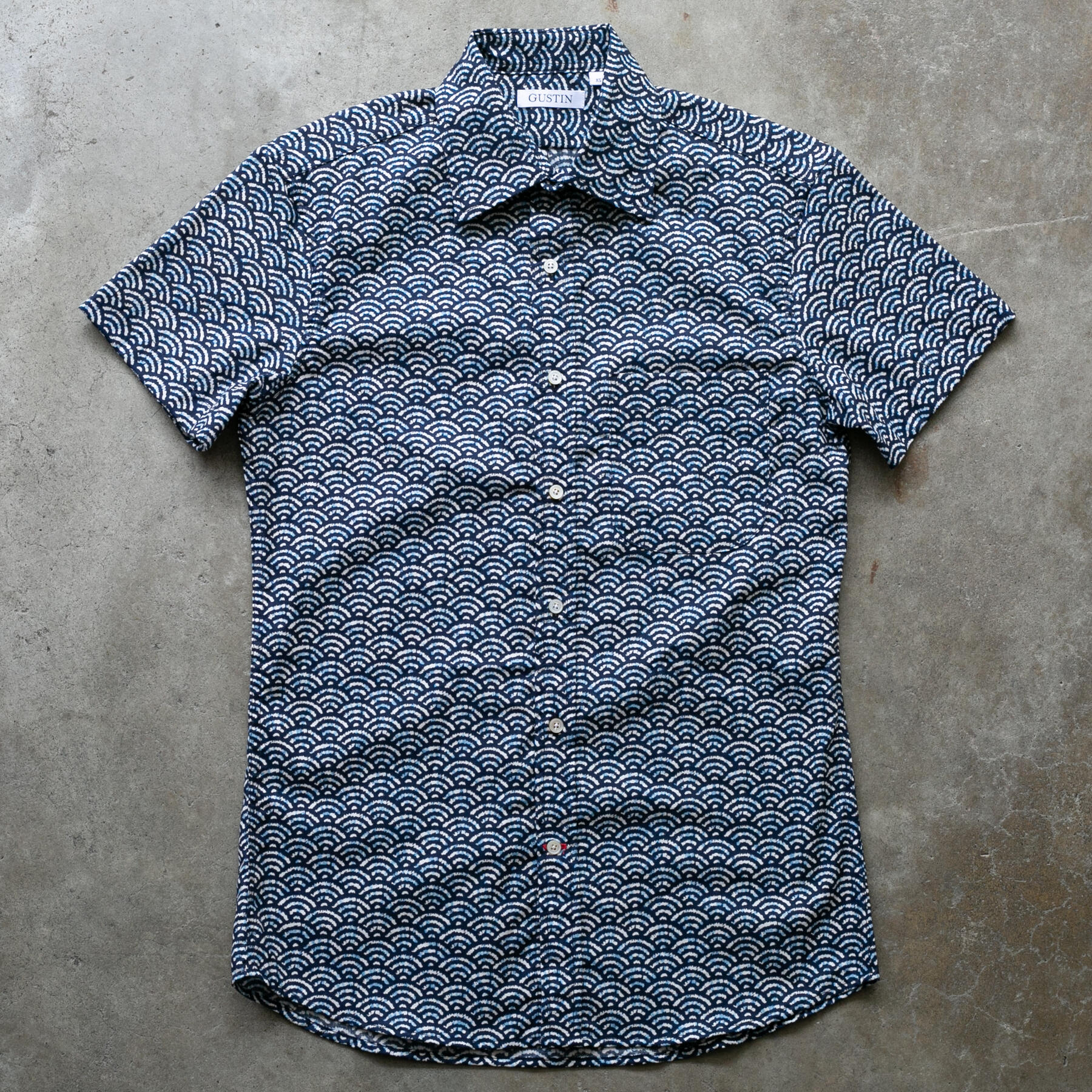 gustin #1225 shibori dye pulse short sleeve shirt - midnight