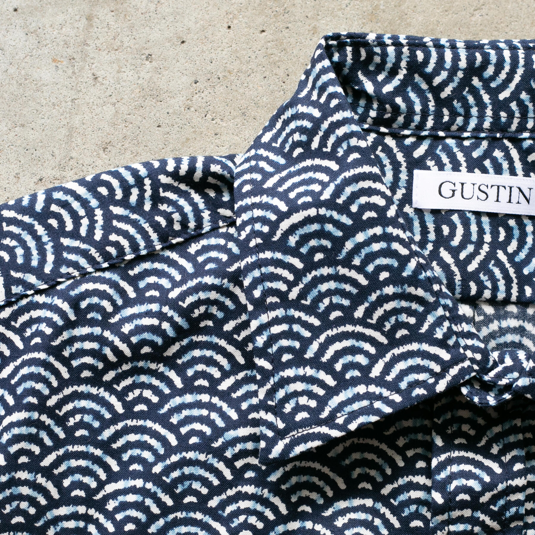 gustin #1225 shibori dye pulse short sleeve shirt - midnight
