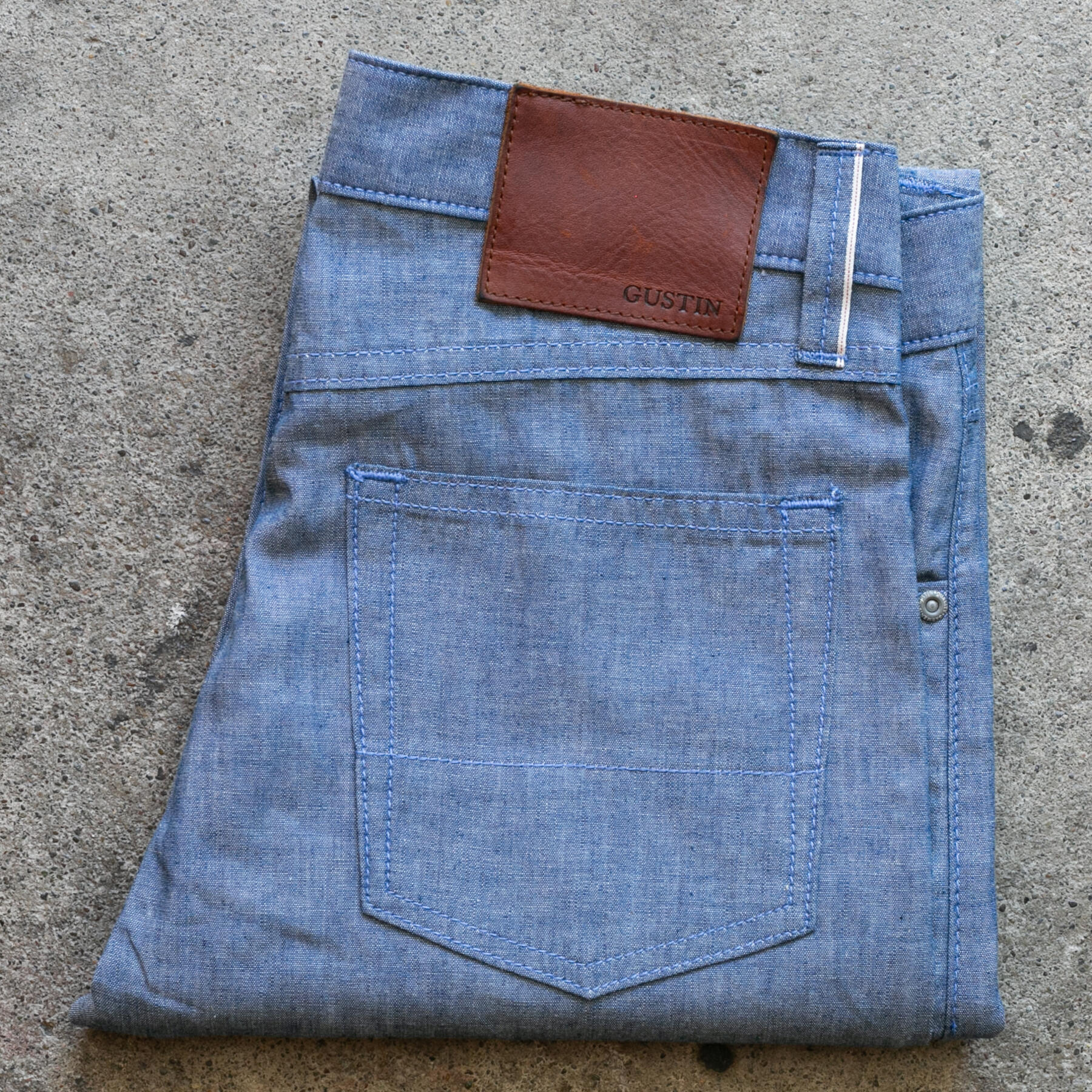 gustin #583 featherweight selvedge chambray - classic indigo