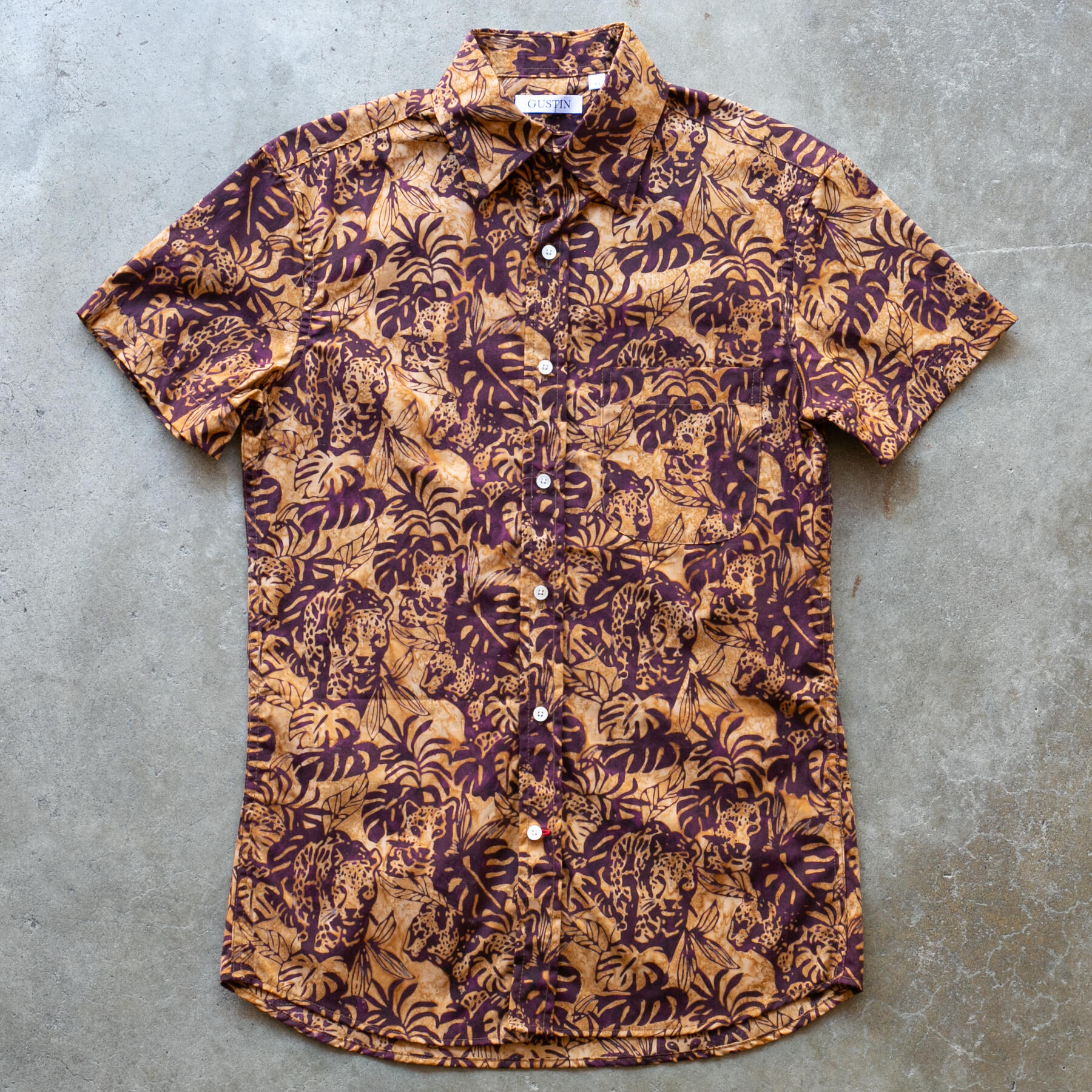gustin #1229 jungle cat shirt - sepia tone
