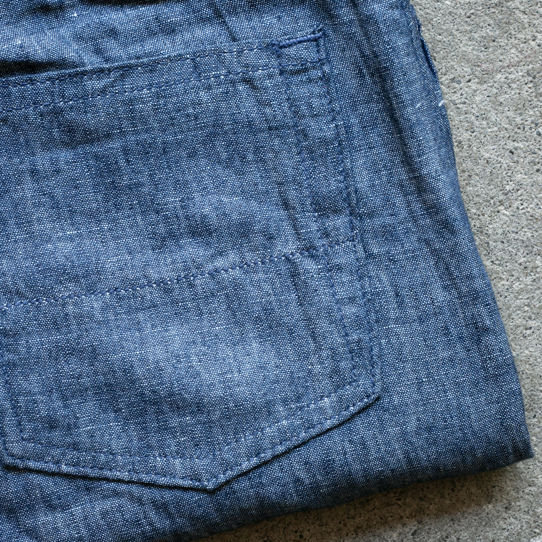 gustin #409 linen 100 indigo chambray 5 pocket
