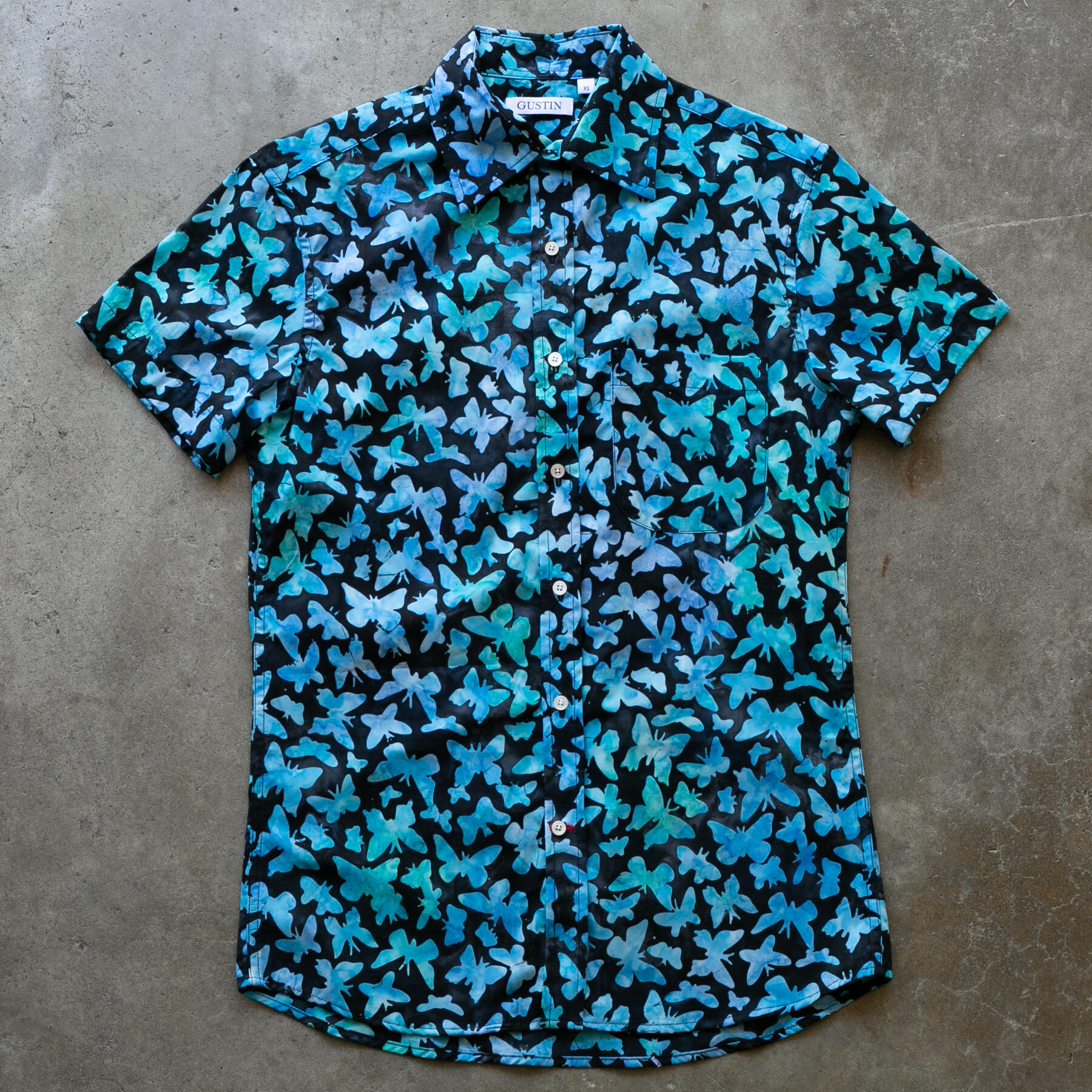 gustin #1239 butterfly shirt - aqua