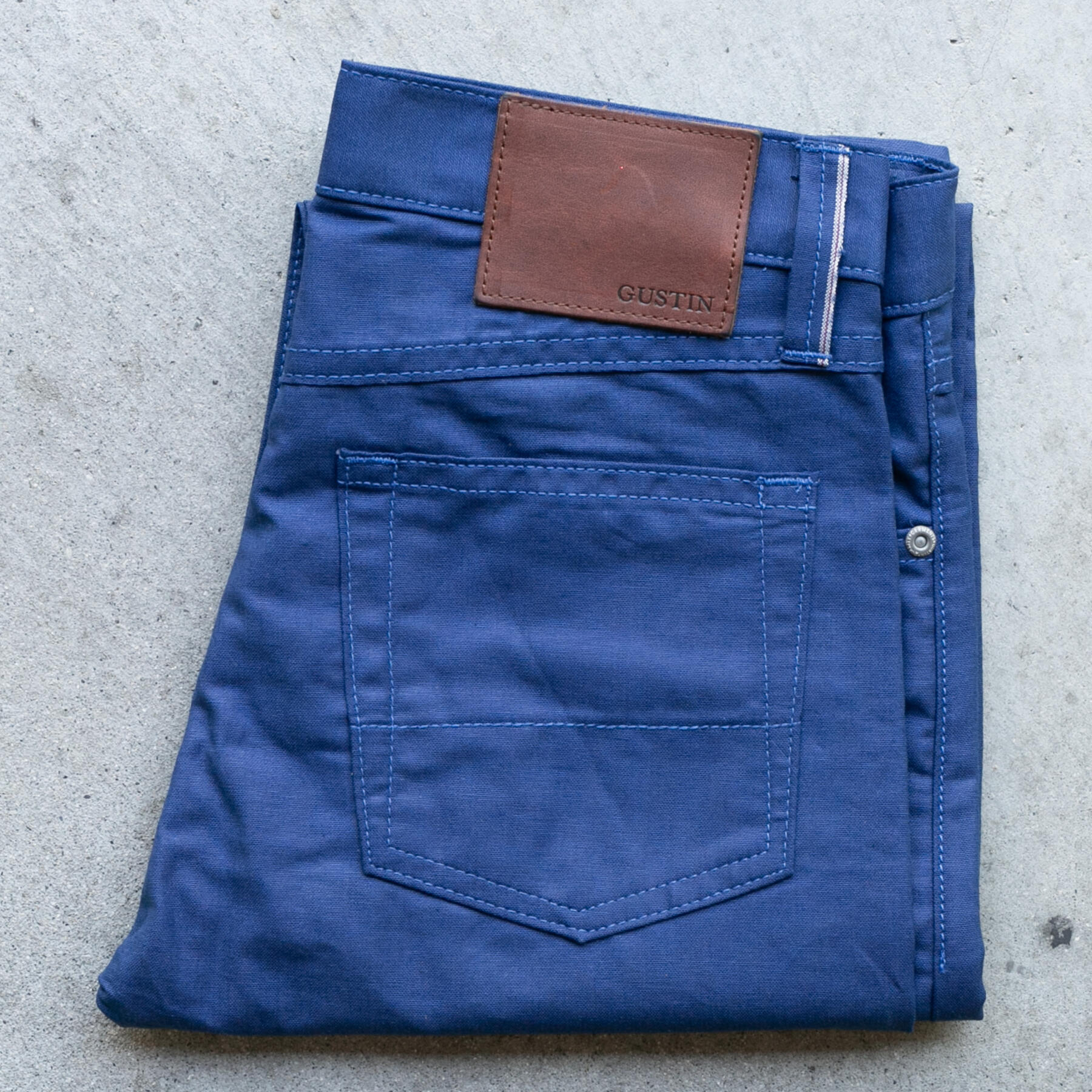 gustin #588 double cobalt feather selvedge