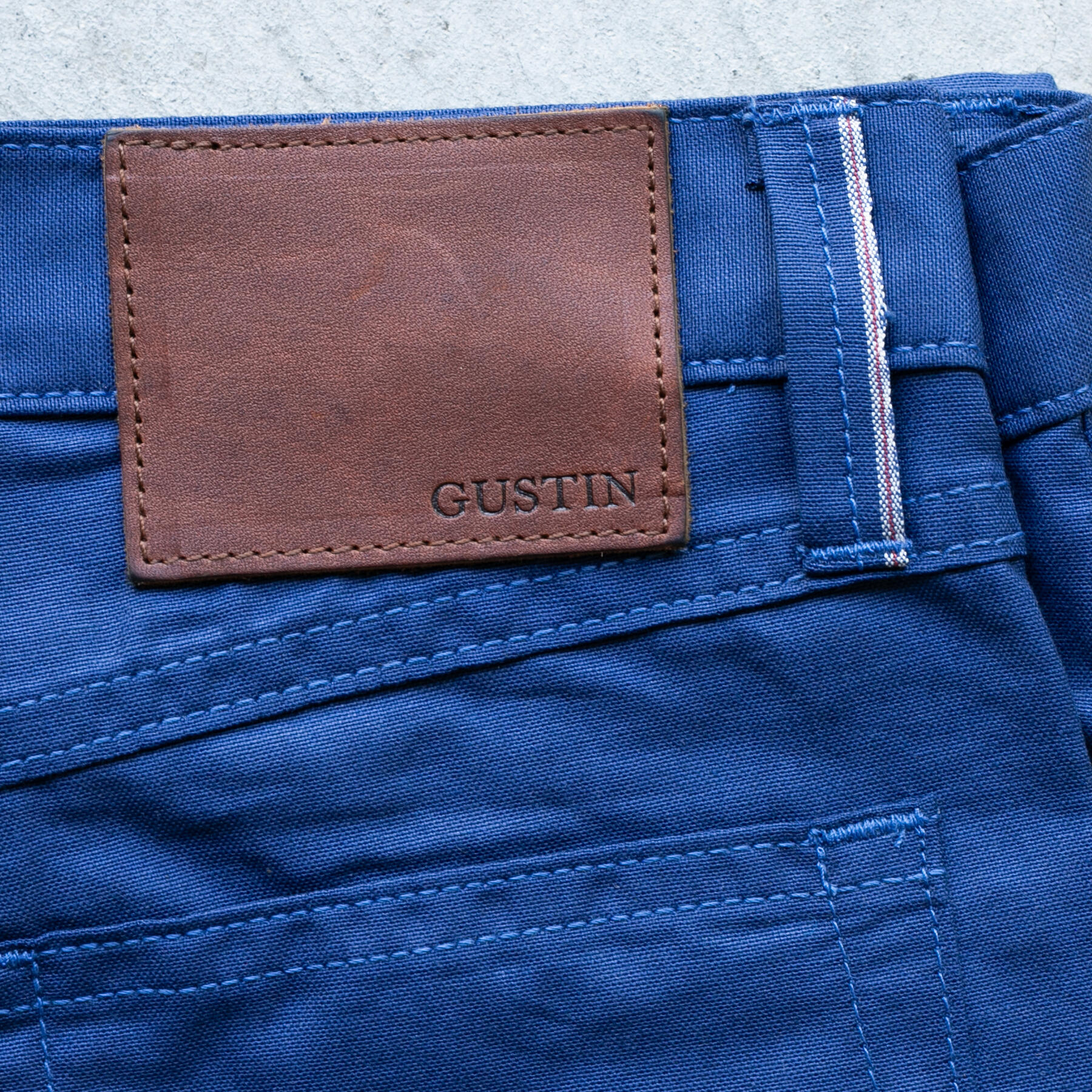 gustin #588 double cobalt feather selvedge