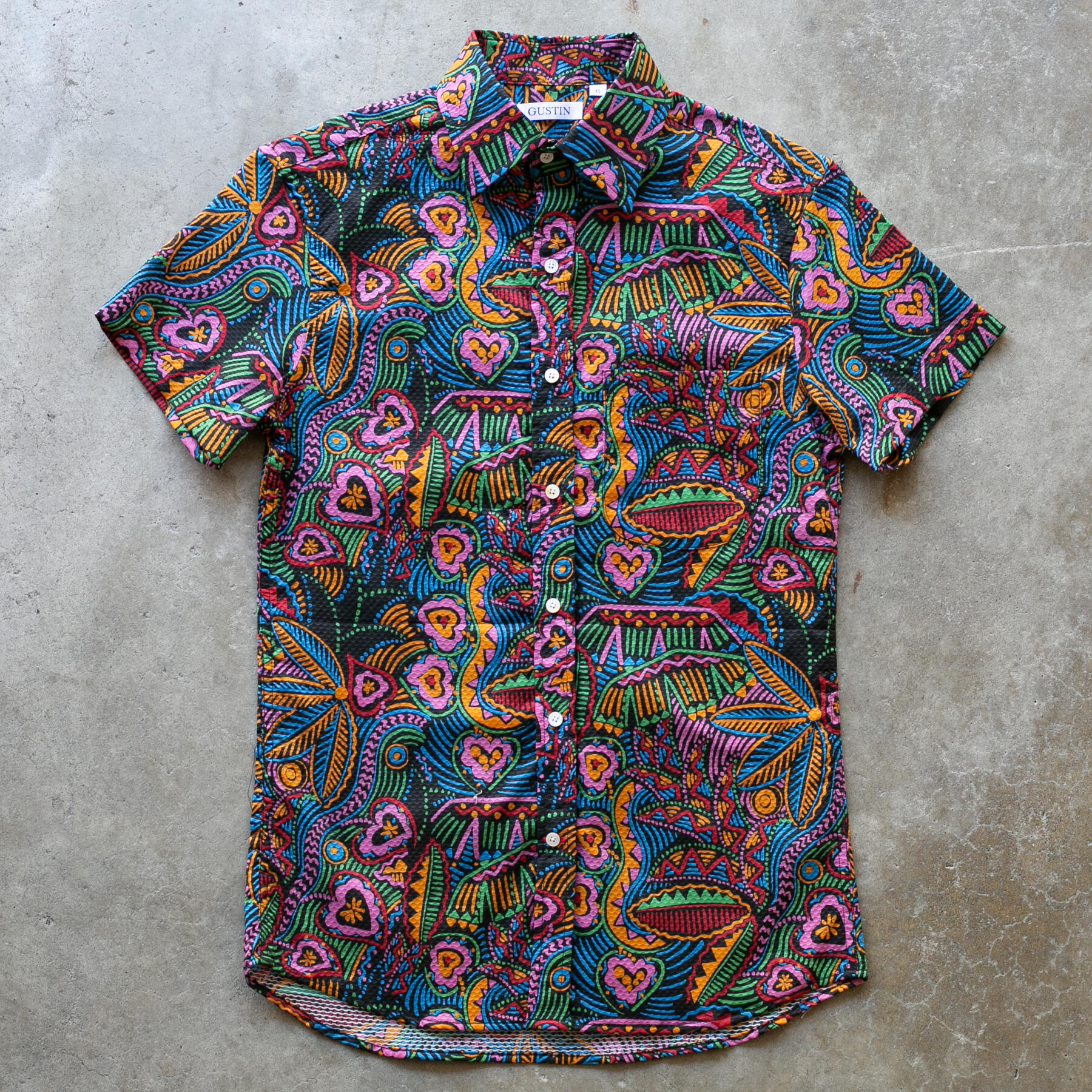 gustin #1246 psychedelic seersucker - black