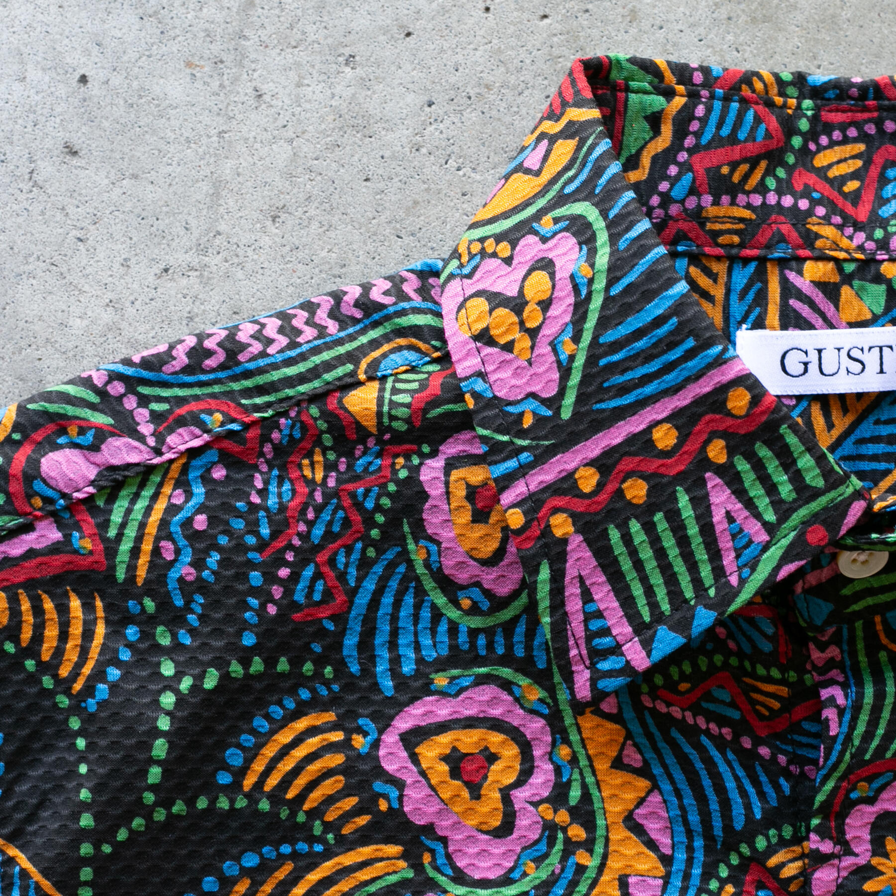 gustin #1246 psychedelic seersucker - black