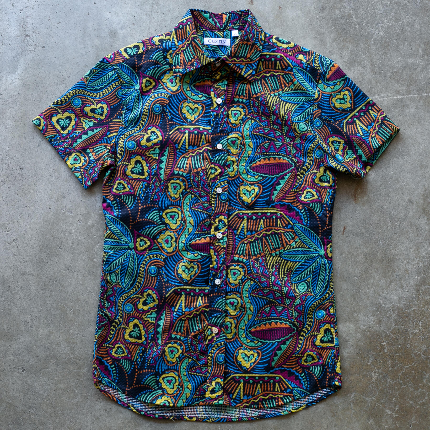 gustin #1247 psychedelic seersucker - midnight