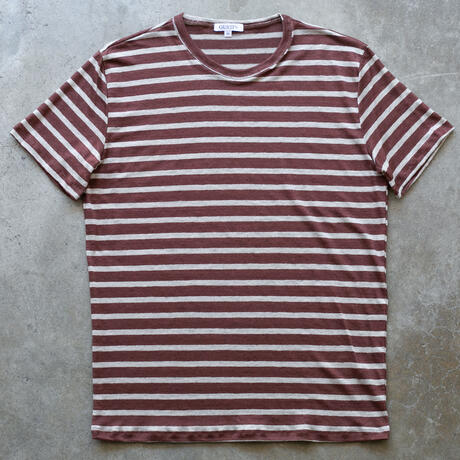 gustin japan pure linen stripe t-shirt - oxblood