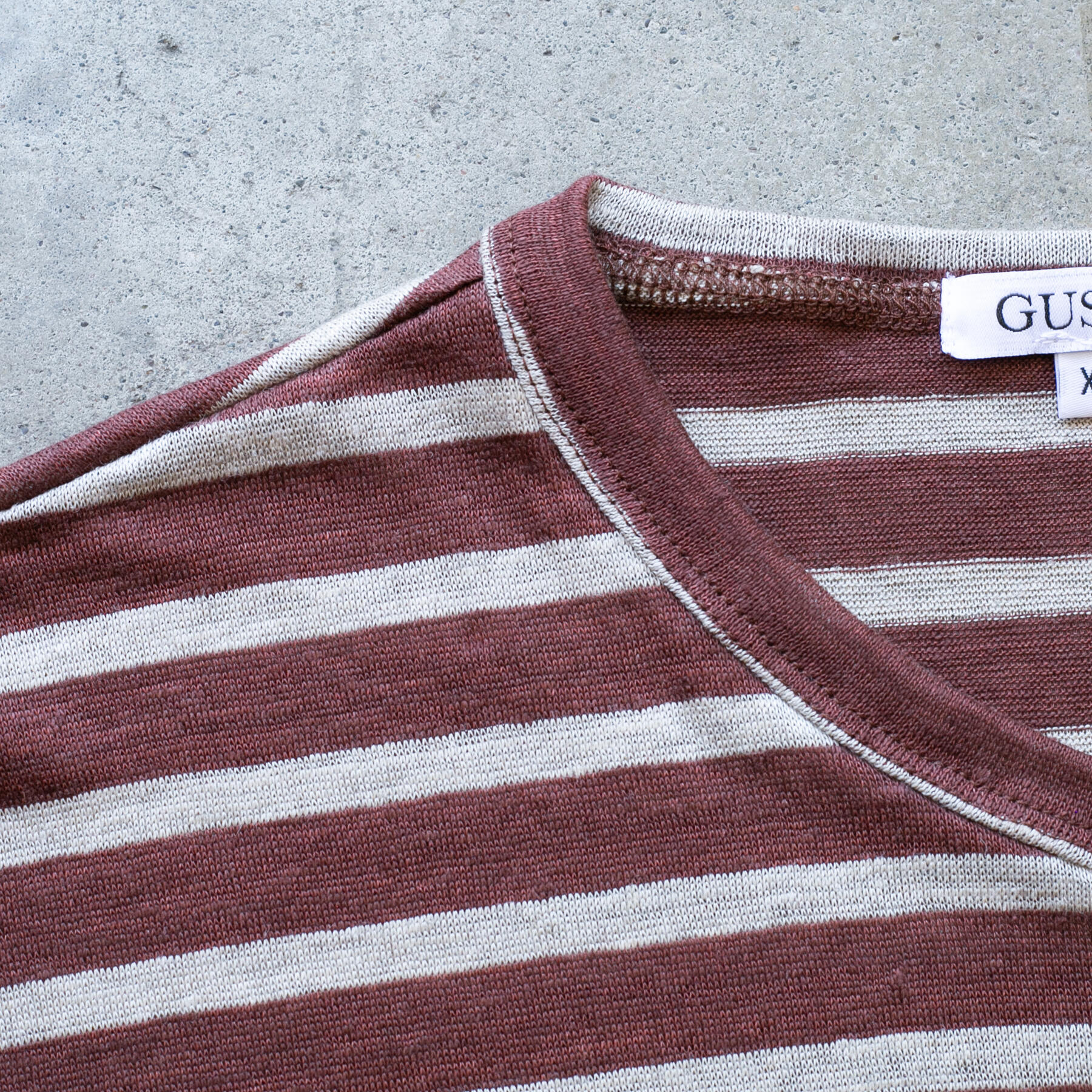 gustin japan pure linen stripe t-shirt - oxblood