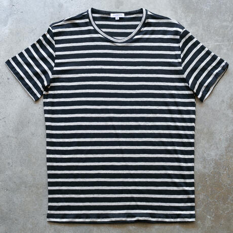 gustin japan pure linen stripe t-shirt - black