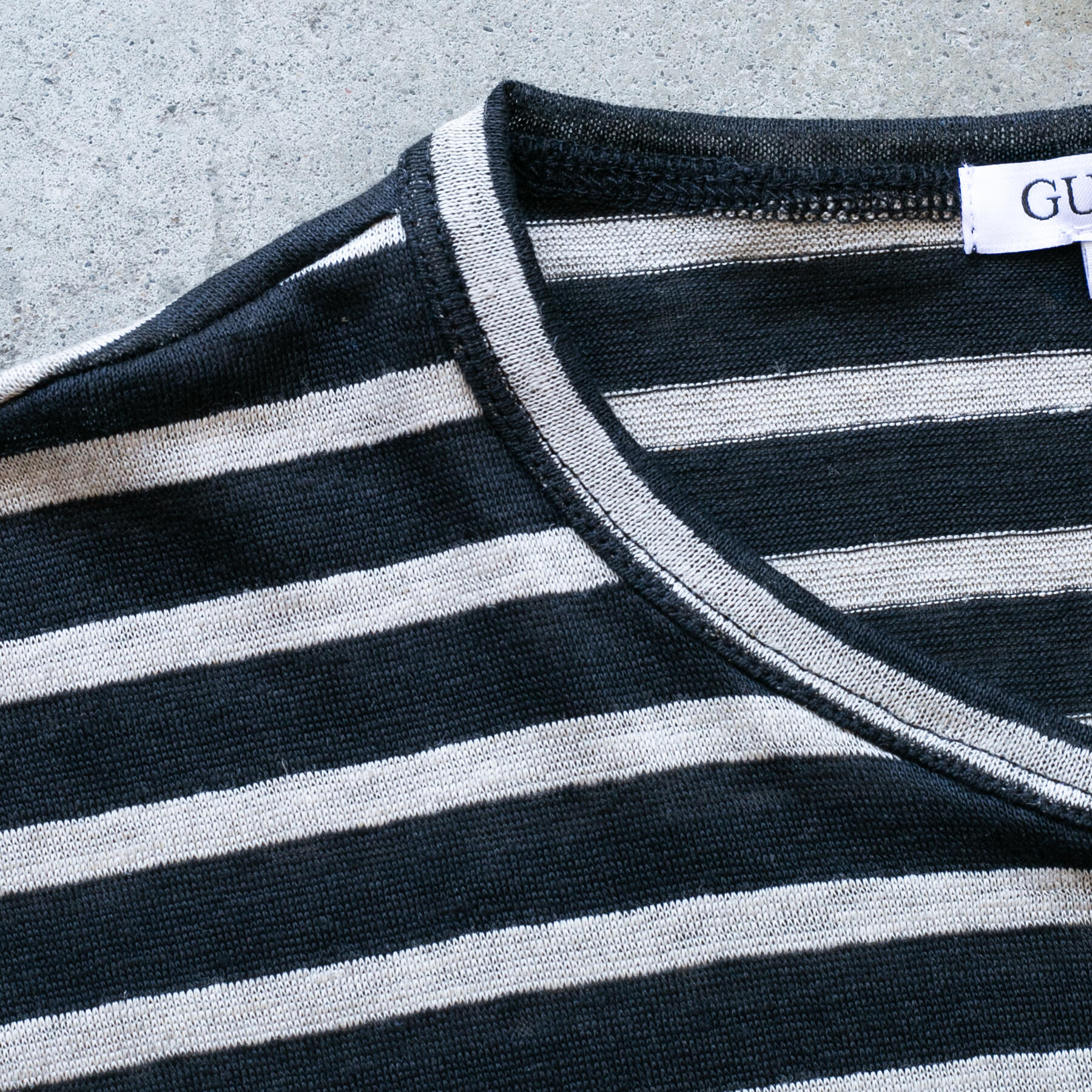 gustin japan pure linen stripe t-shirt - black