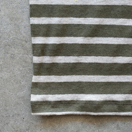 gustin japan pure linen stripe t-shirt - olive