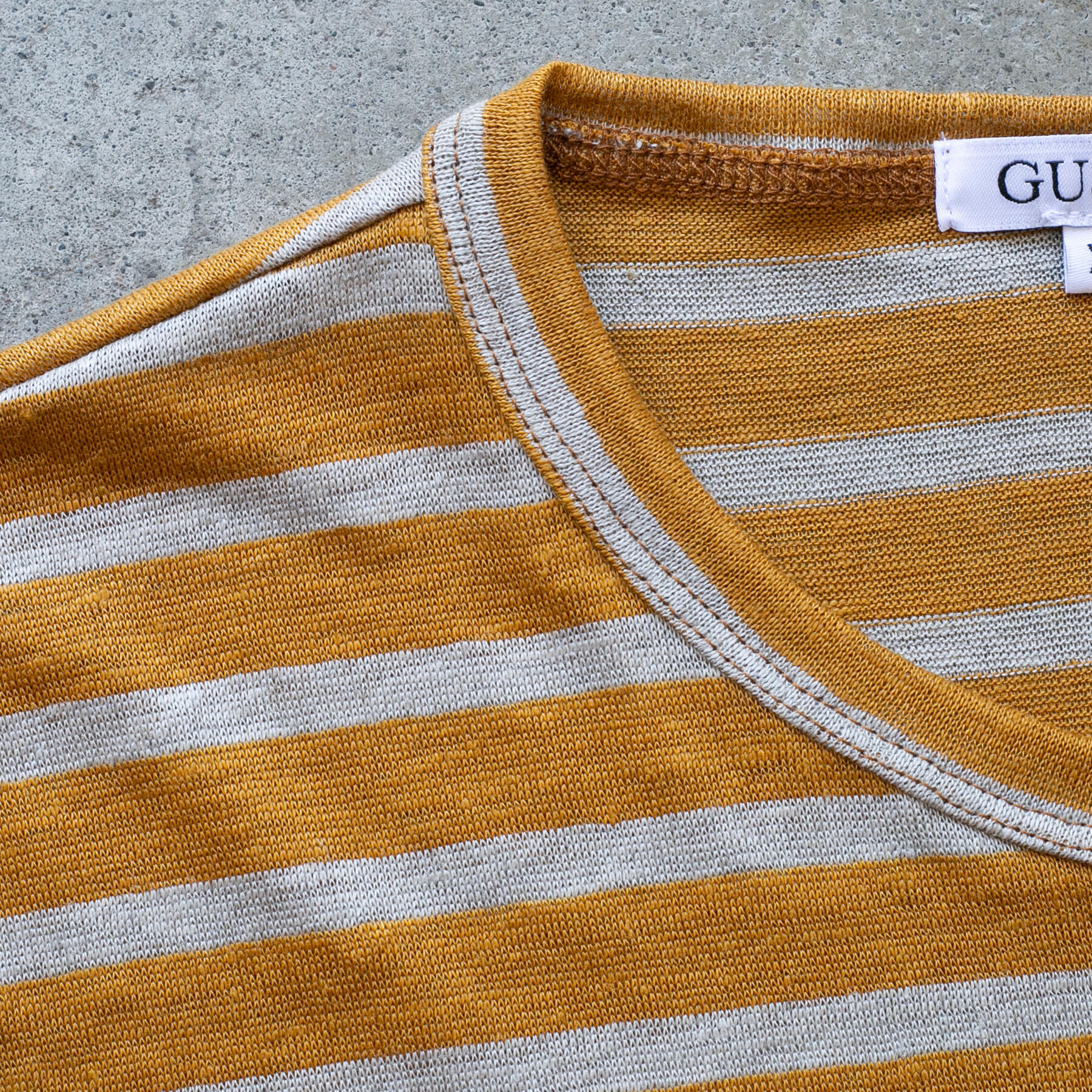 gustin japan pure linen stripe t-shirt - marigold