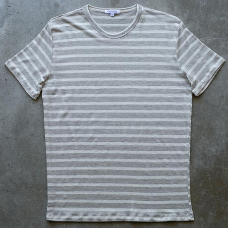 gustin japan pure linen stripe t-shirt - heather grey