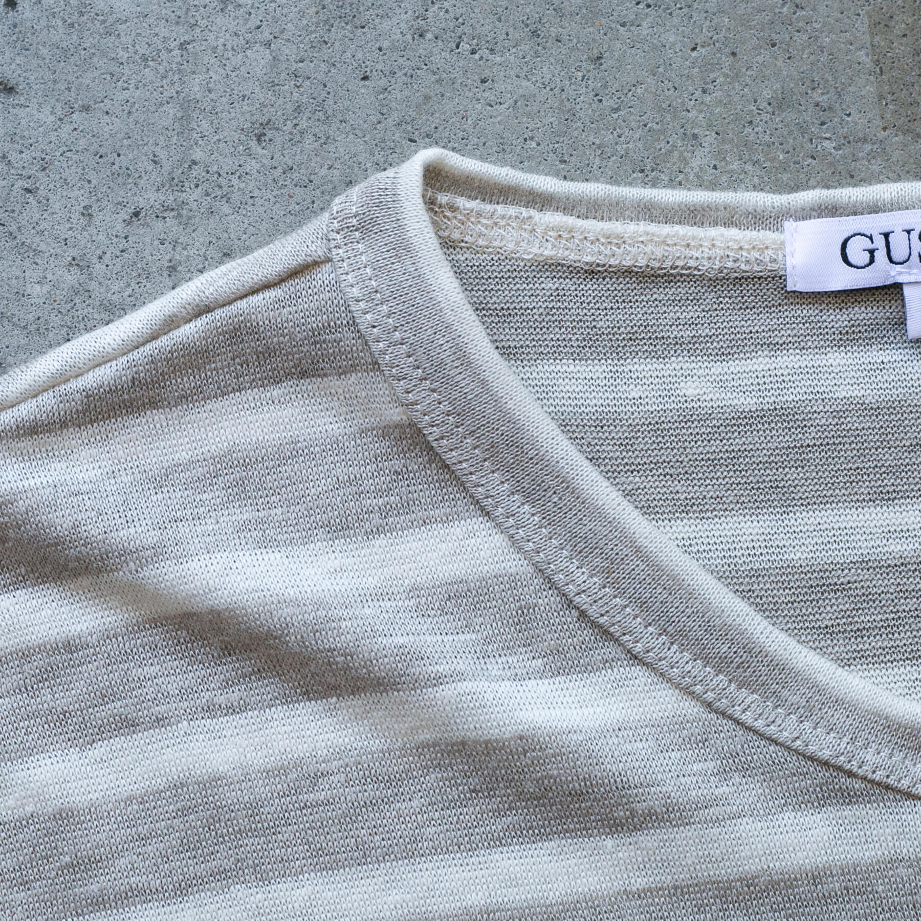 gustin japan pure linen stripe t-shirt - heather grey