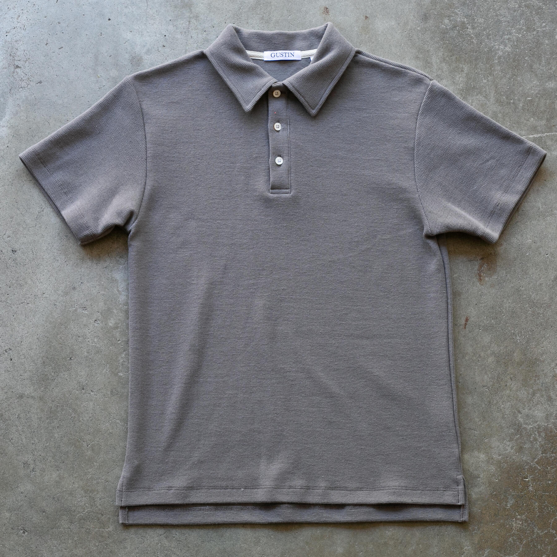 gustin japan hemp waffle polo - steel