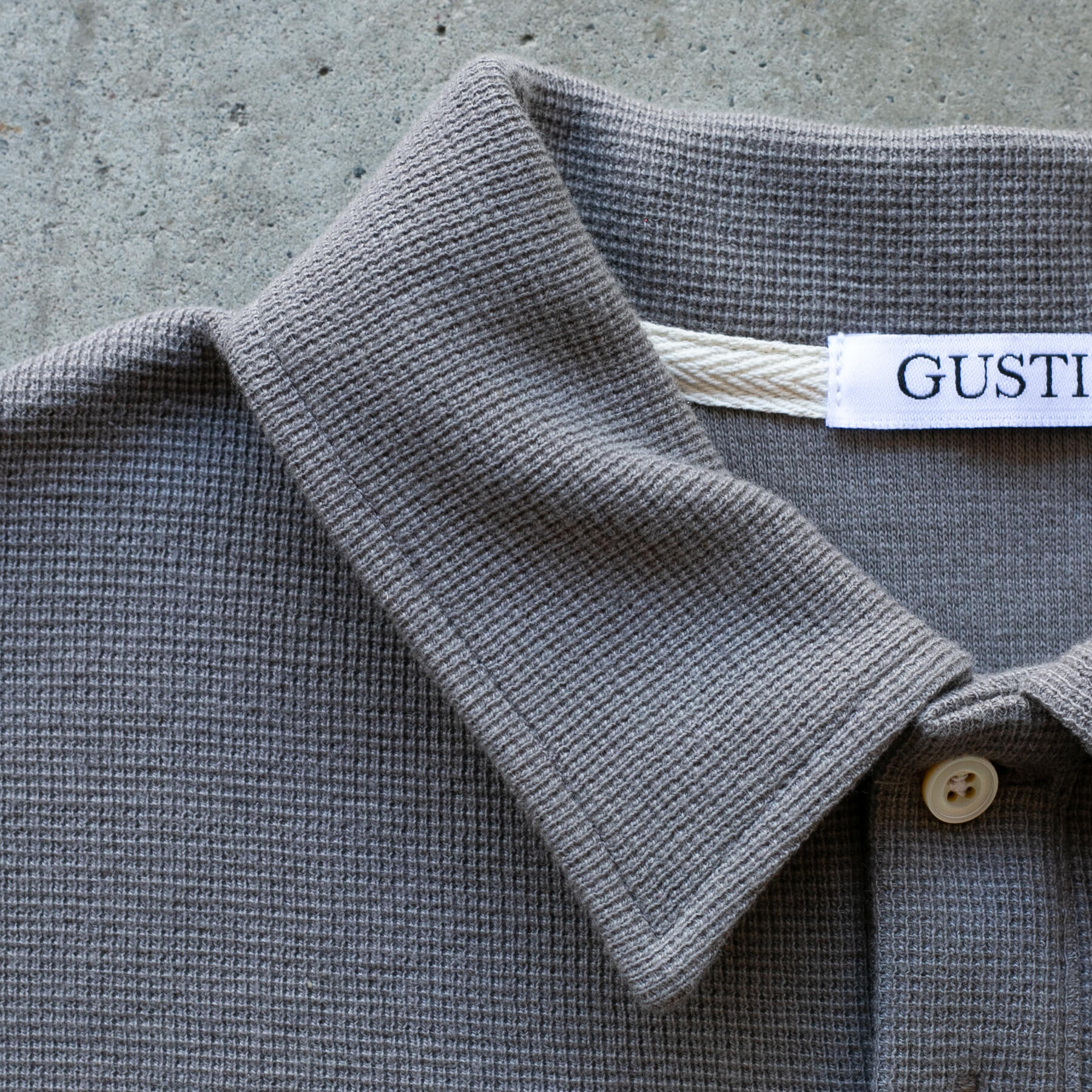 gustin japan hemp waffle polo - steel