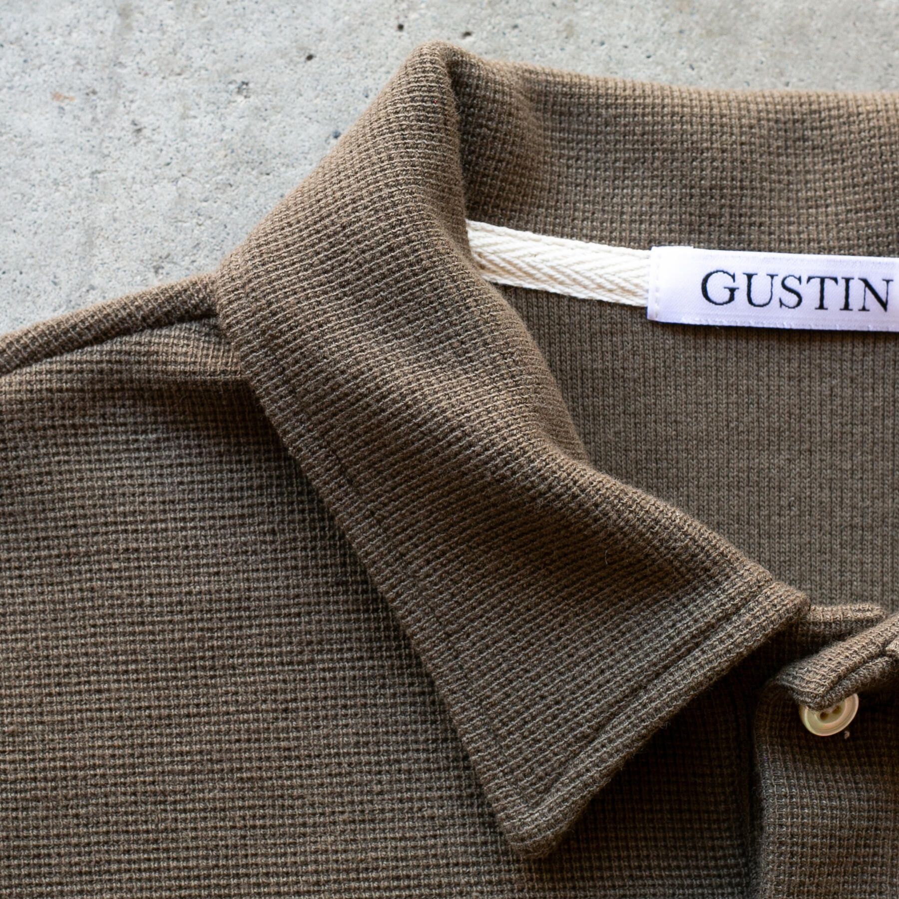 gustin japan hemp waffle polo - brown