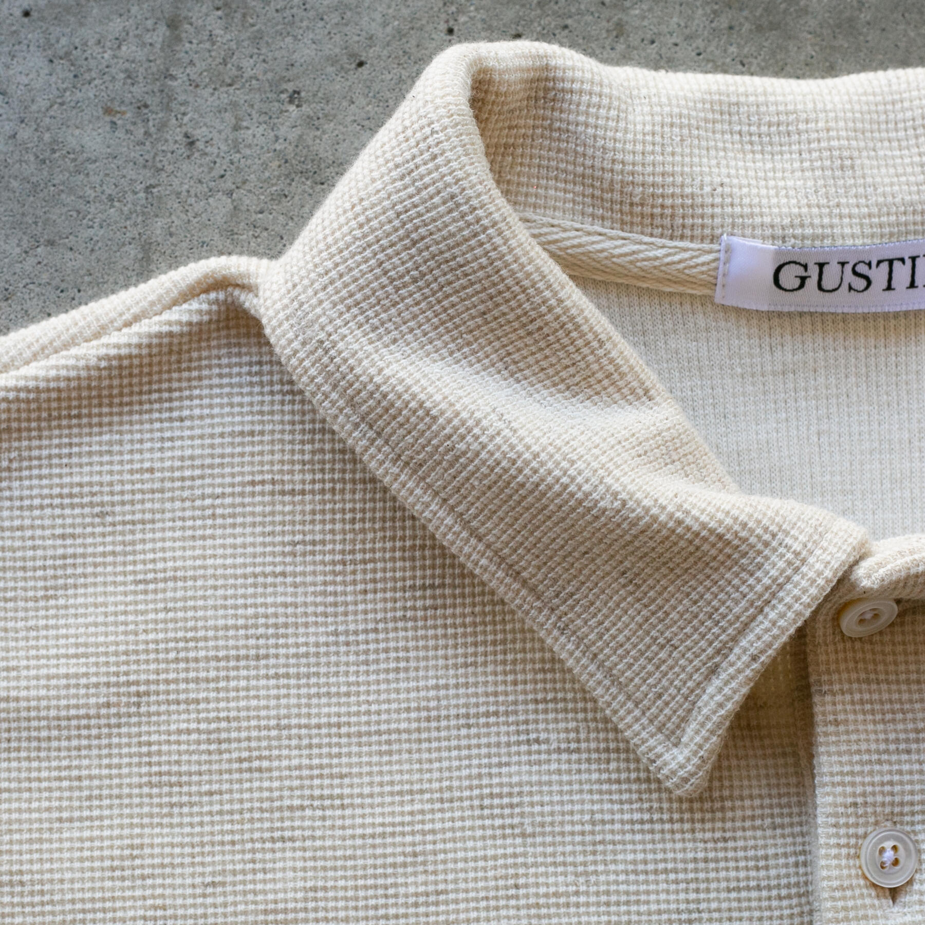 gustin japan hemp waffle polo - oatmeal