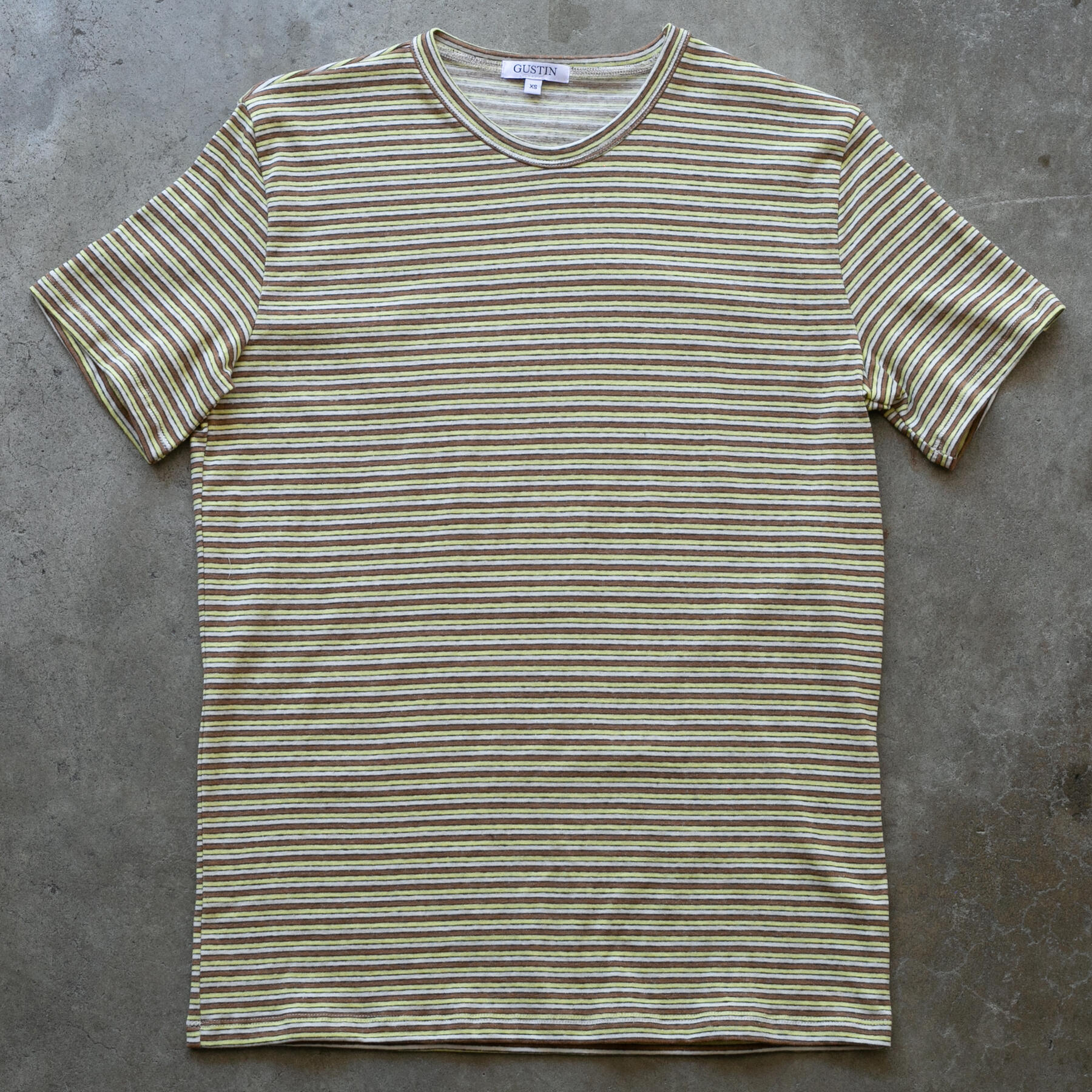 gustin 50s triple stripe t-shirt - brown yellow