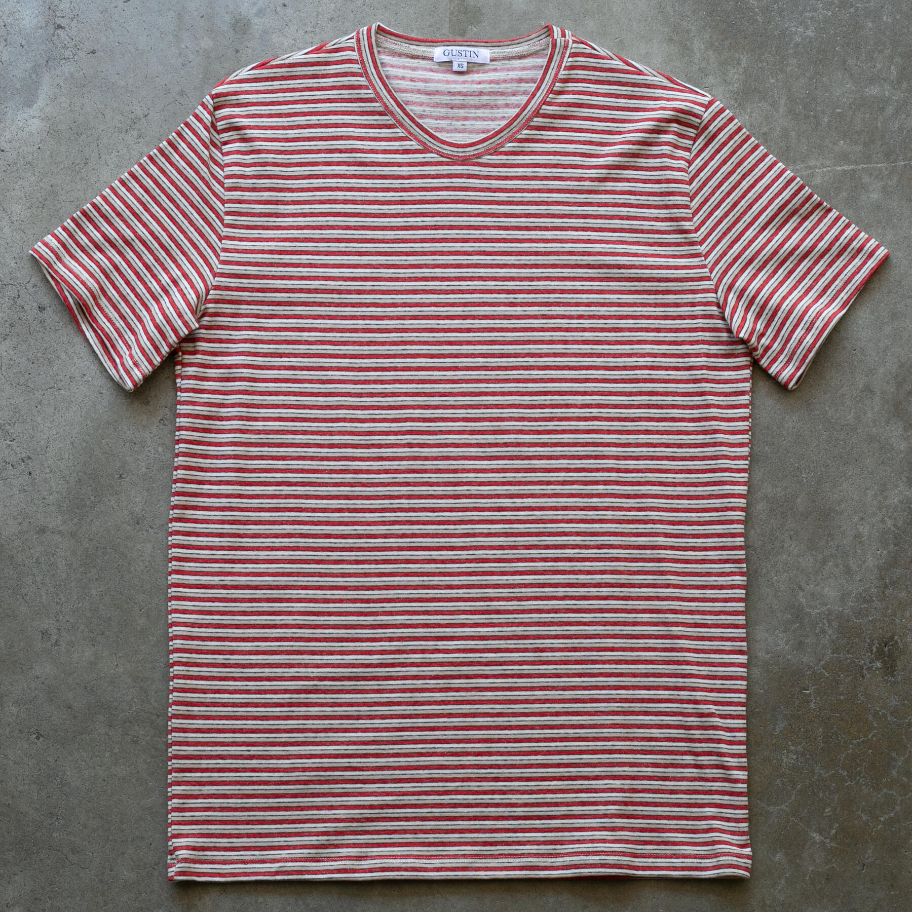gustin 50s triple stripe t-shirt - red khaki