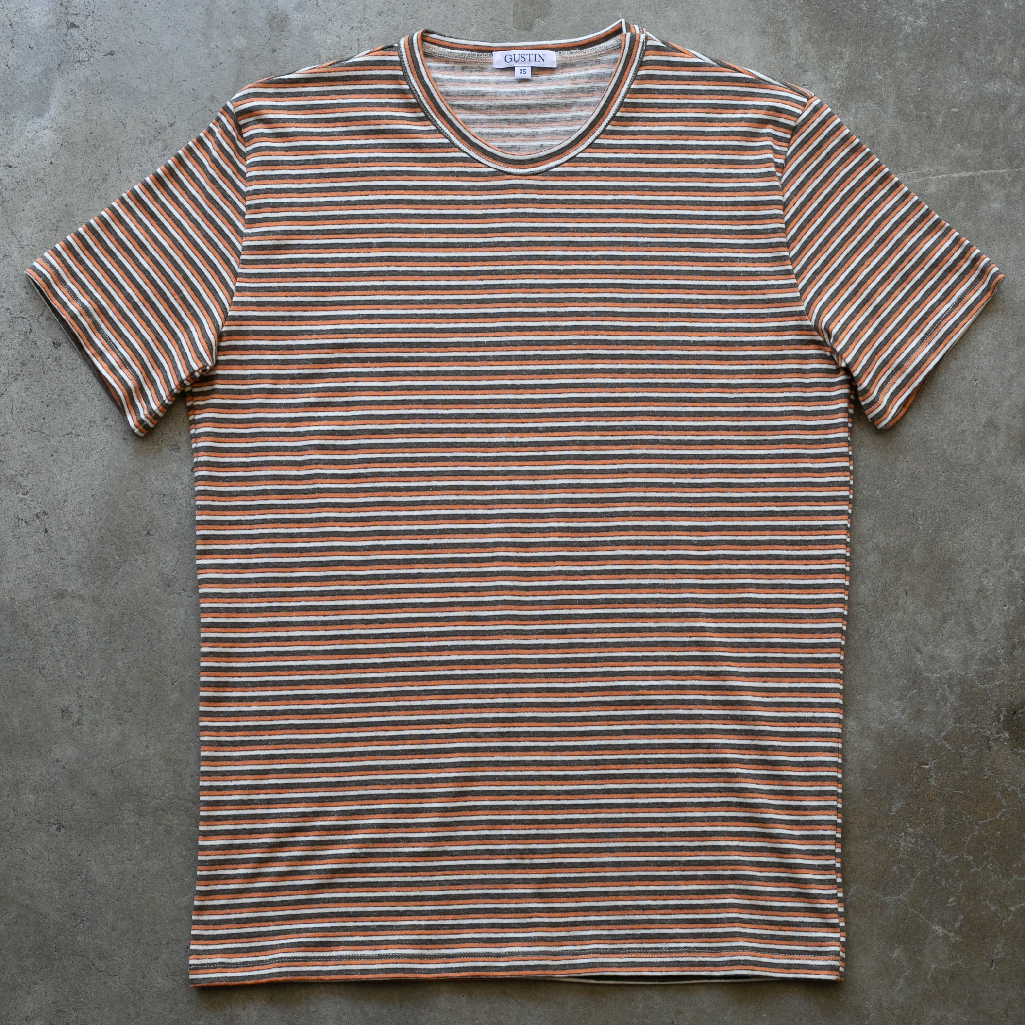 50s Triple Stripe T-Shirt - Orange Oak | Gustin | T-Shirts