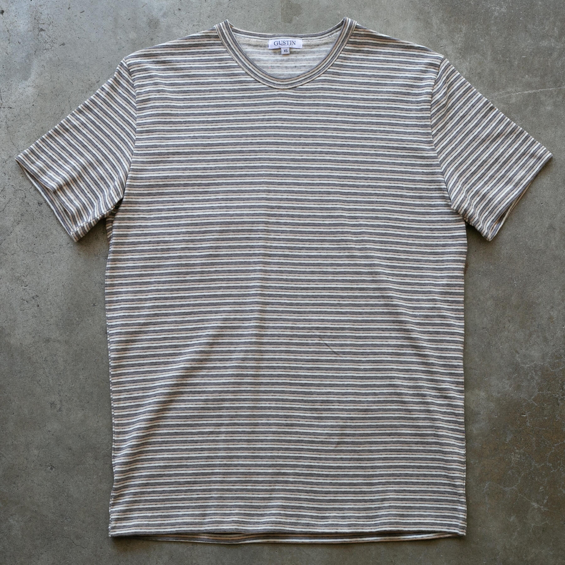 gustin 50s triple stripe t-shirt - grey tan