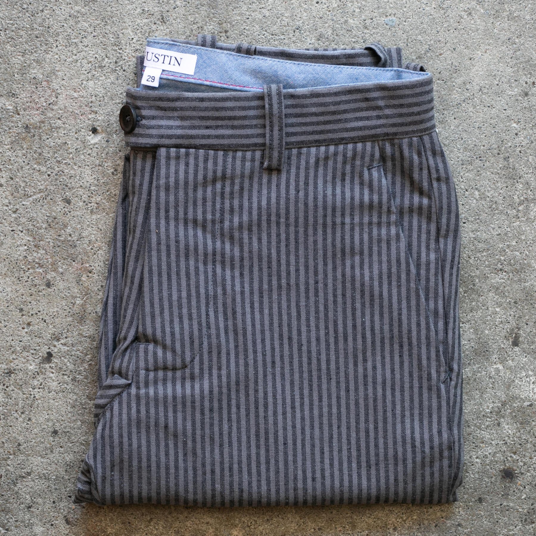 gustin #244 charcoal x titanium stripe chinos