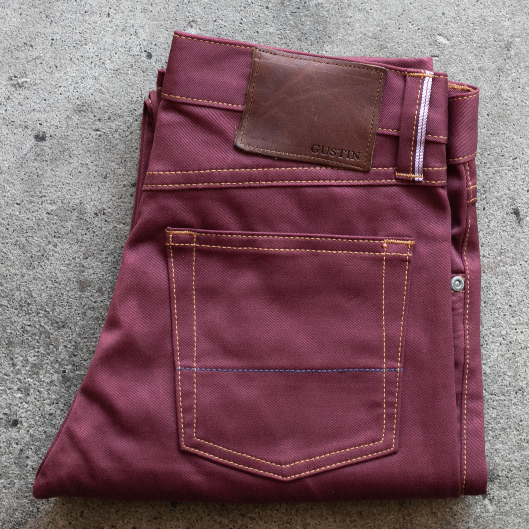gustin #594 oxblood selvedge twill