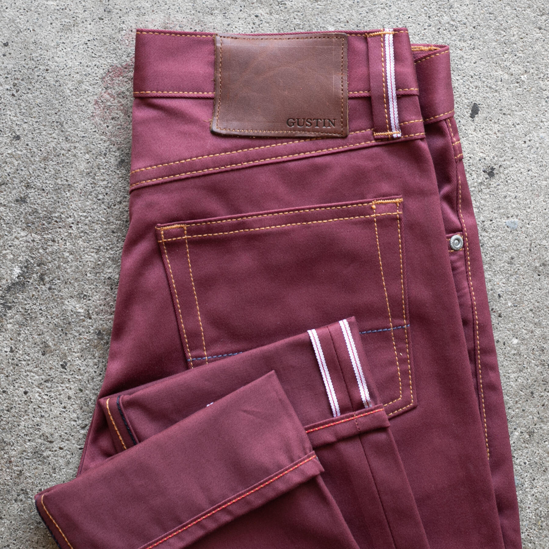 gustin #594 oxblood selvedge twill