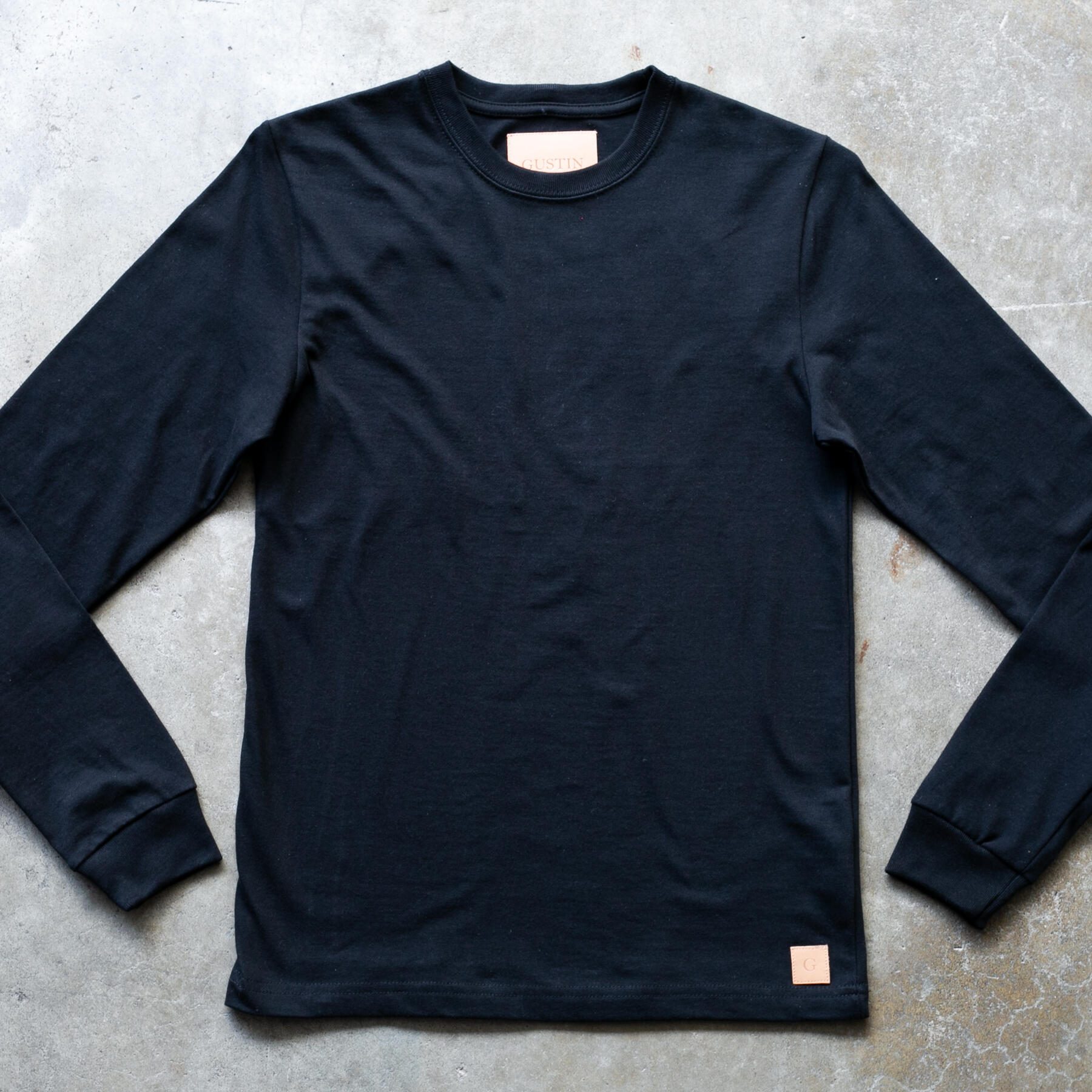 gustin vintage heavyweight long sleeve t-shirt - black